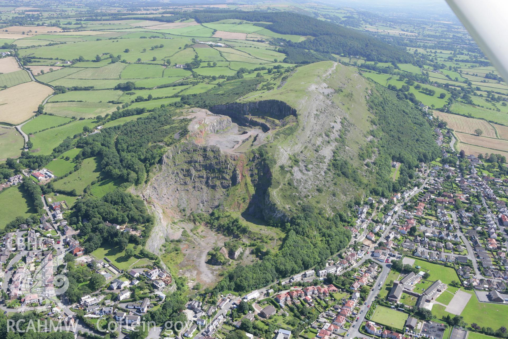 RCAHMW colour oblique aerial photograph of Moel Hiraddug Camp. Taken on 31 July 2007 by Toby Driver