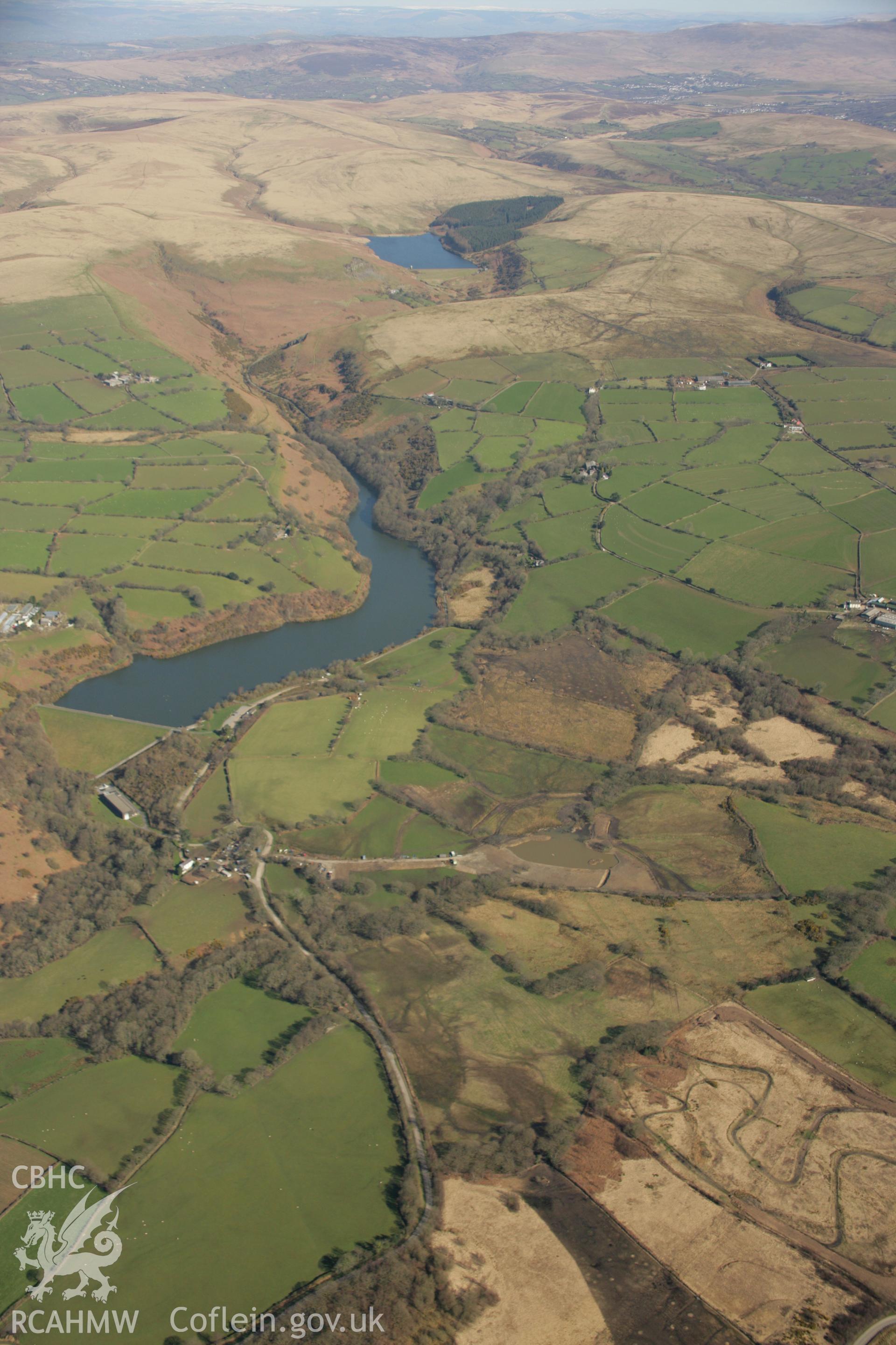 RCAHMW colour oblique aerial photograph of Lower Lliw Reservoir. Taken on 21 March 2007 by Toby Driver