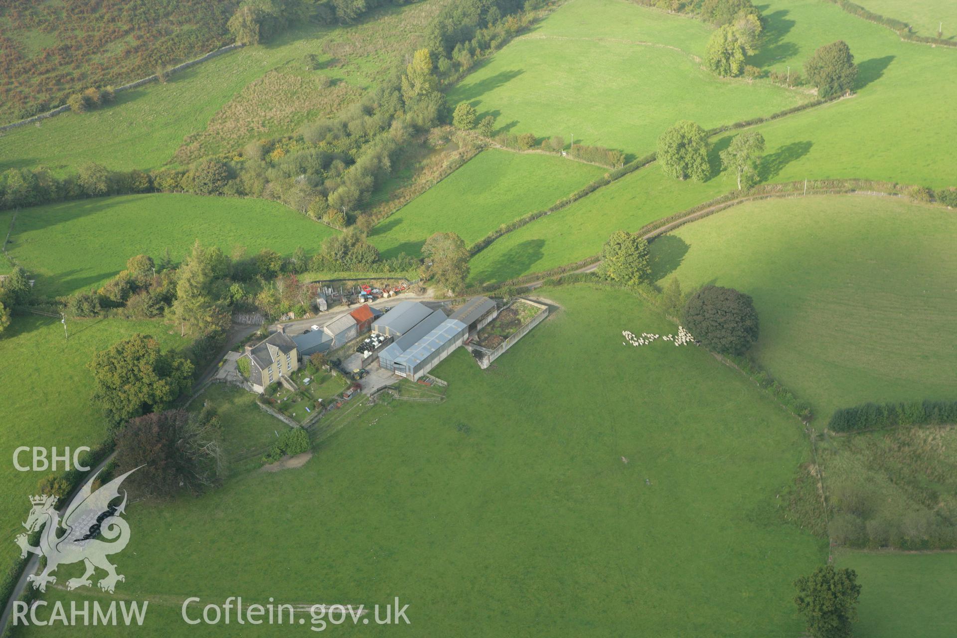 RCAHMW colour oblique photograph of Gelli farm. Taken by Toby Driver on 08/10/2007.