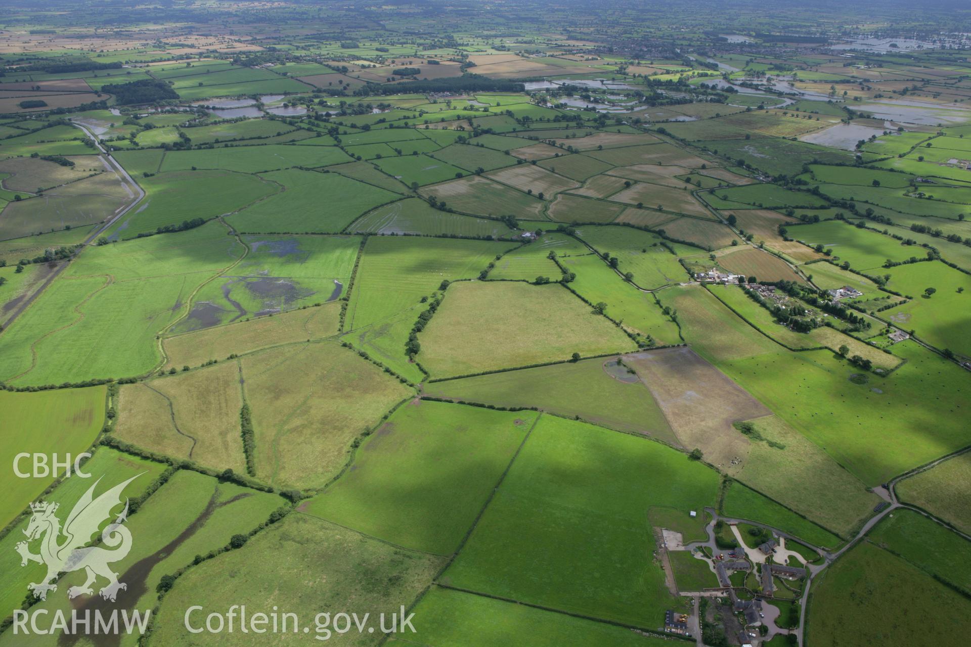 RCAHMW colour oblique aerial photograph of the location of the hoard found at Trevalyn Farm. Taken on 24 July 2007 by Toby Driver