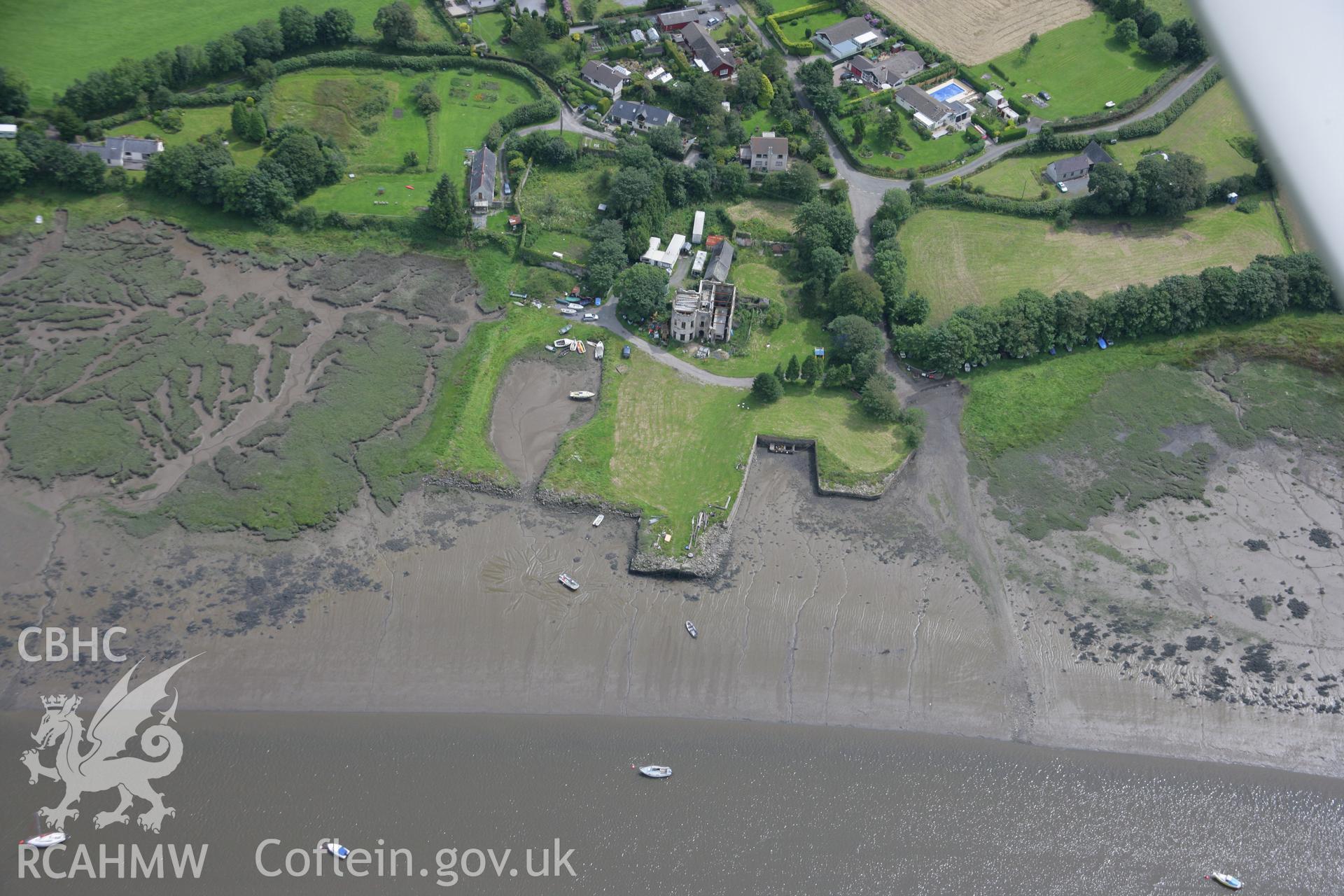 RCAHMW colour oblique photograph of Landshipping,House and quay, Martlewy. Taken by Toby Driver on 01/08/2007.