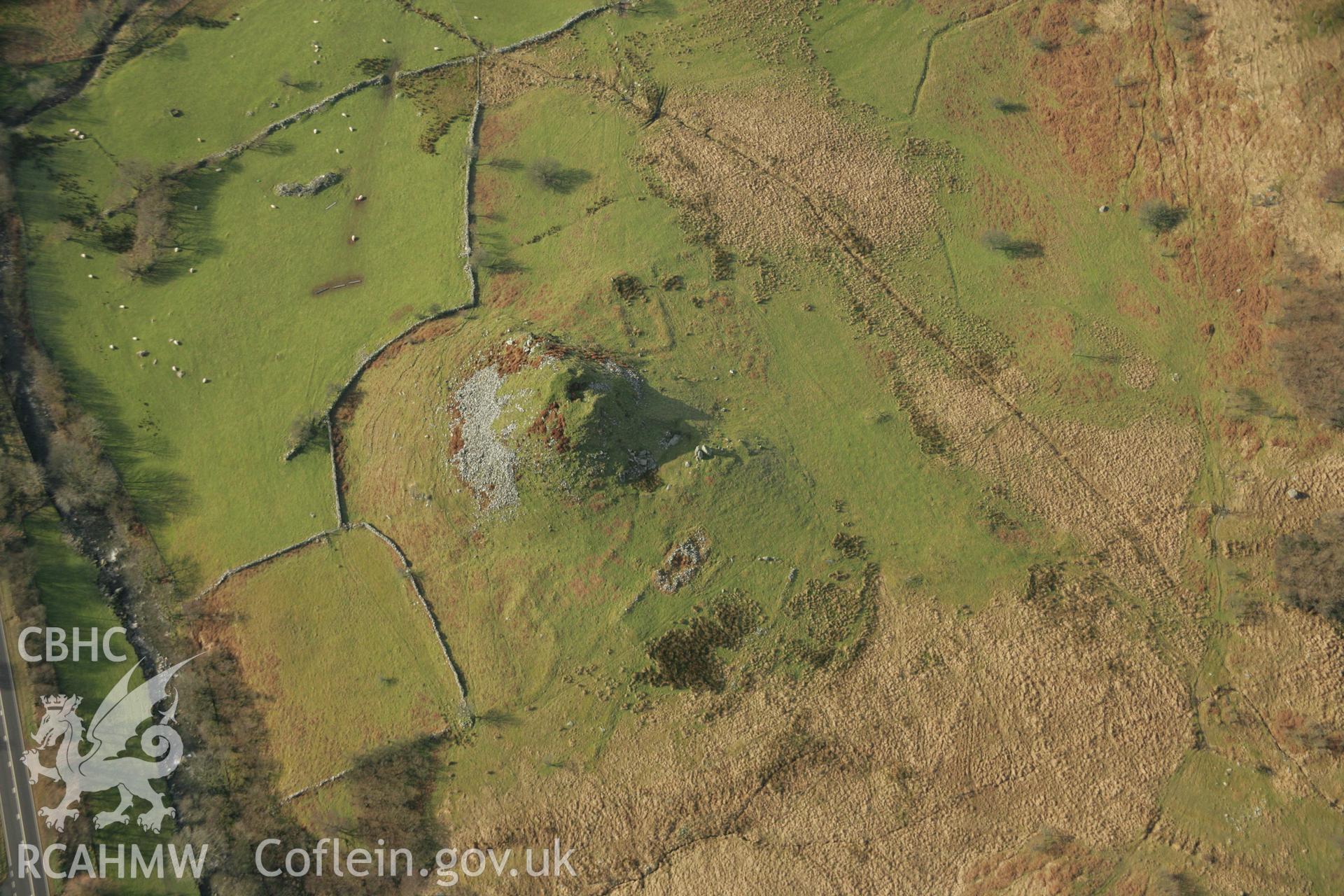 RCAHMW colour oblique aerial photograph of Castell Prysor. Taken on 25 January 2007 by Toby Driver