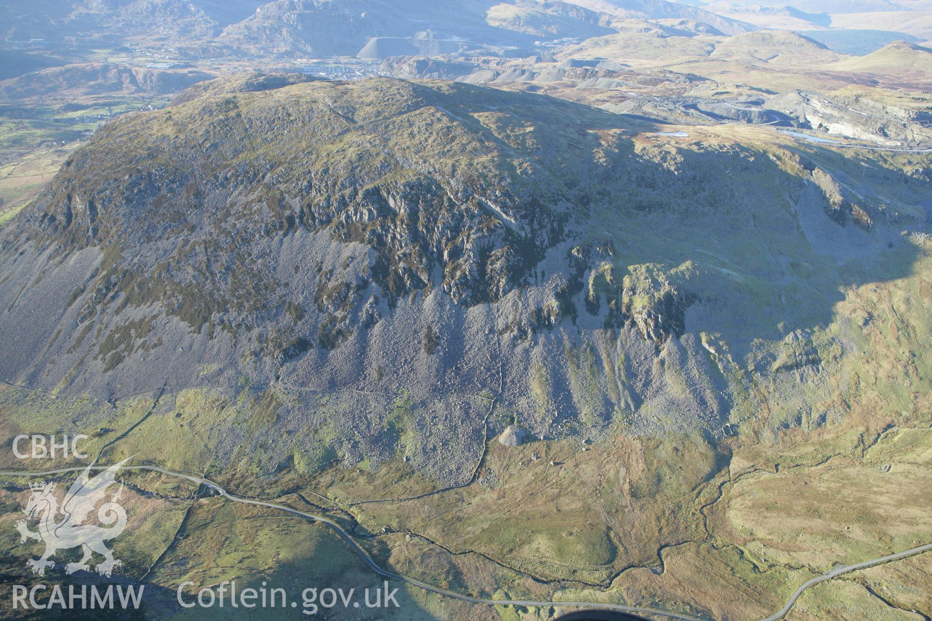 RCAHMW colour oblique photograph of Clogwyn Garw to Manod Bach from the south-east. Taken by Toby Driver on 20/12/2007.