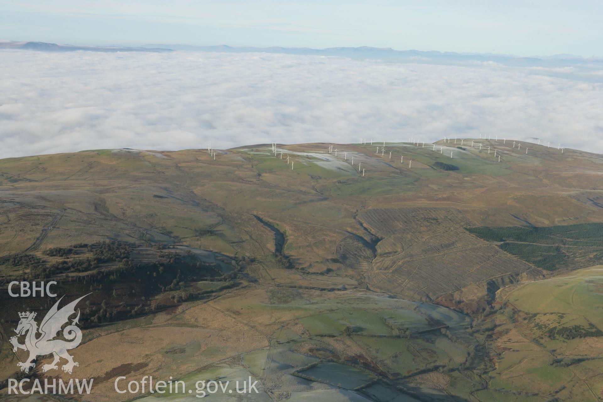RCAHMW colour oblique photograph of Dethenydd wind farm, view from the east. Taken by Toby Driver on 20/12/2007.