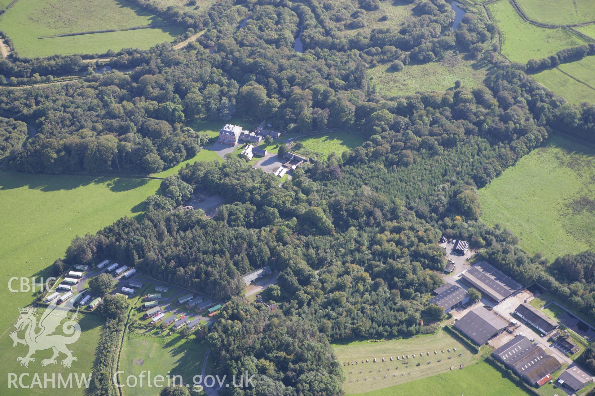 RCAHMW colour oblique aerial photograph of Peniarth Country House Garden, Llanegryn. Taken on 06 September 2007 by Toby Driver