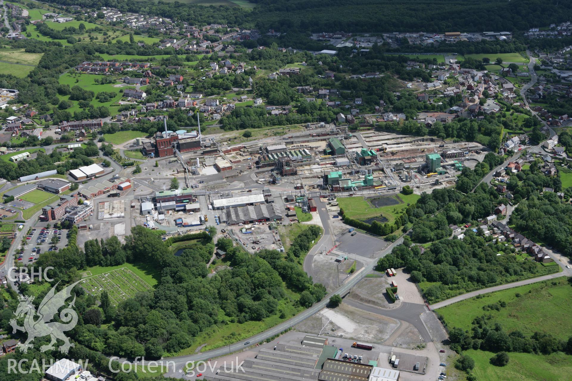 RCAHMW colour oblique aerial photograph of Acrefair Chemical Works, Trefor. Taken on 24 July 2007 by Toby Driver