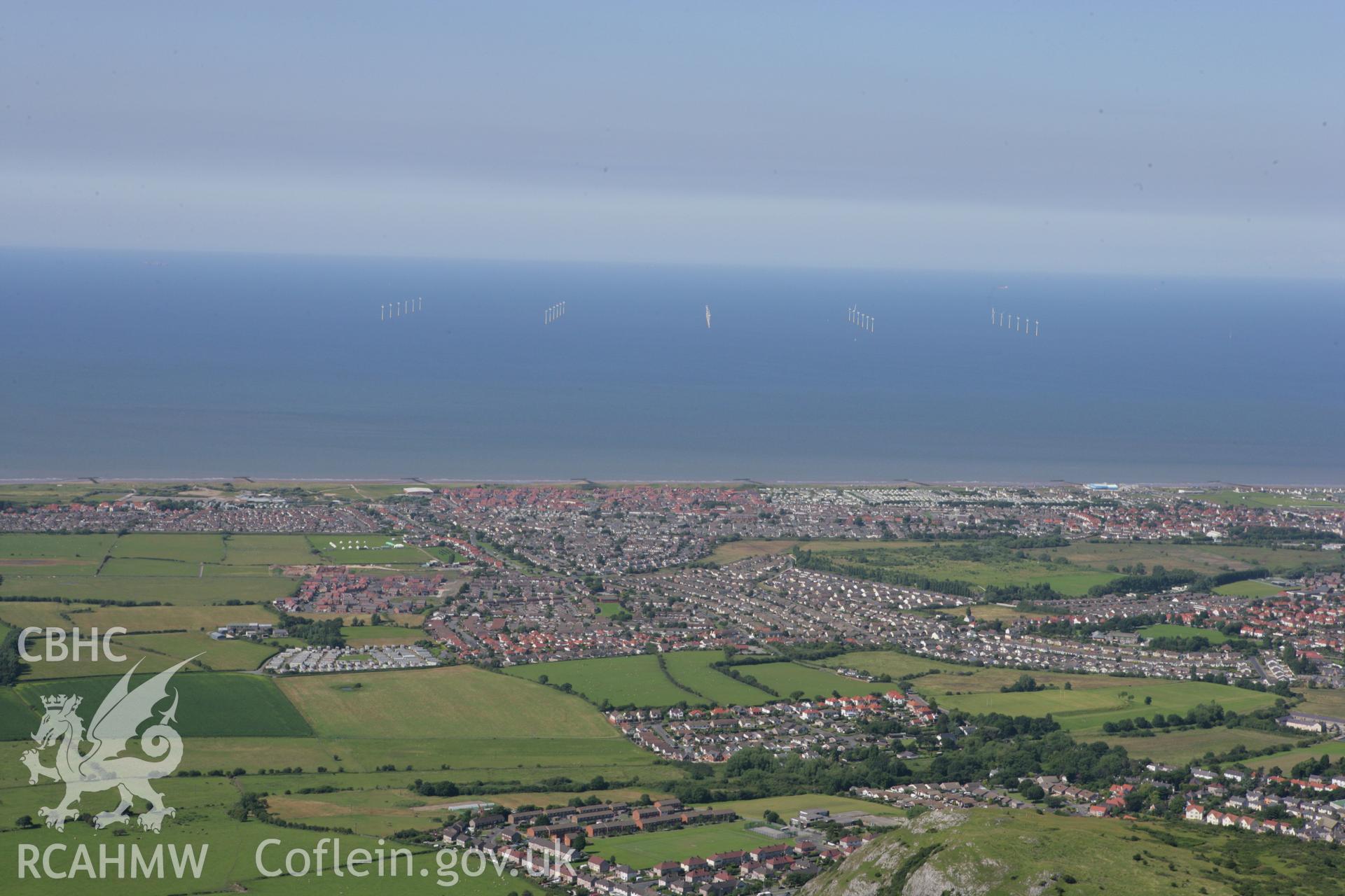 RCAHMW colour oblique aerial photograph of North Hoyle Offshore Windfarm, Prestatyn, in view from Dyserth. Taken on 31 July 2007 by Toby Driver