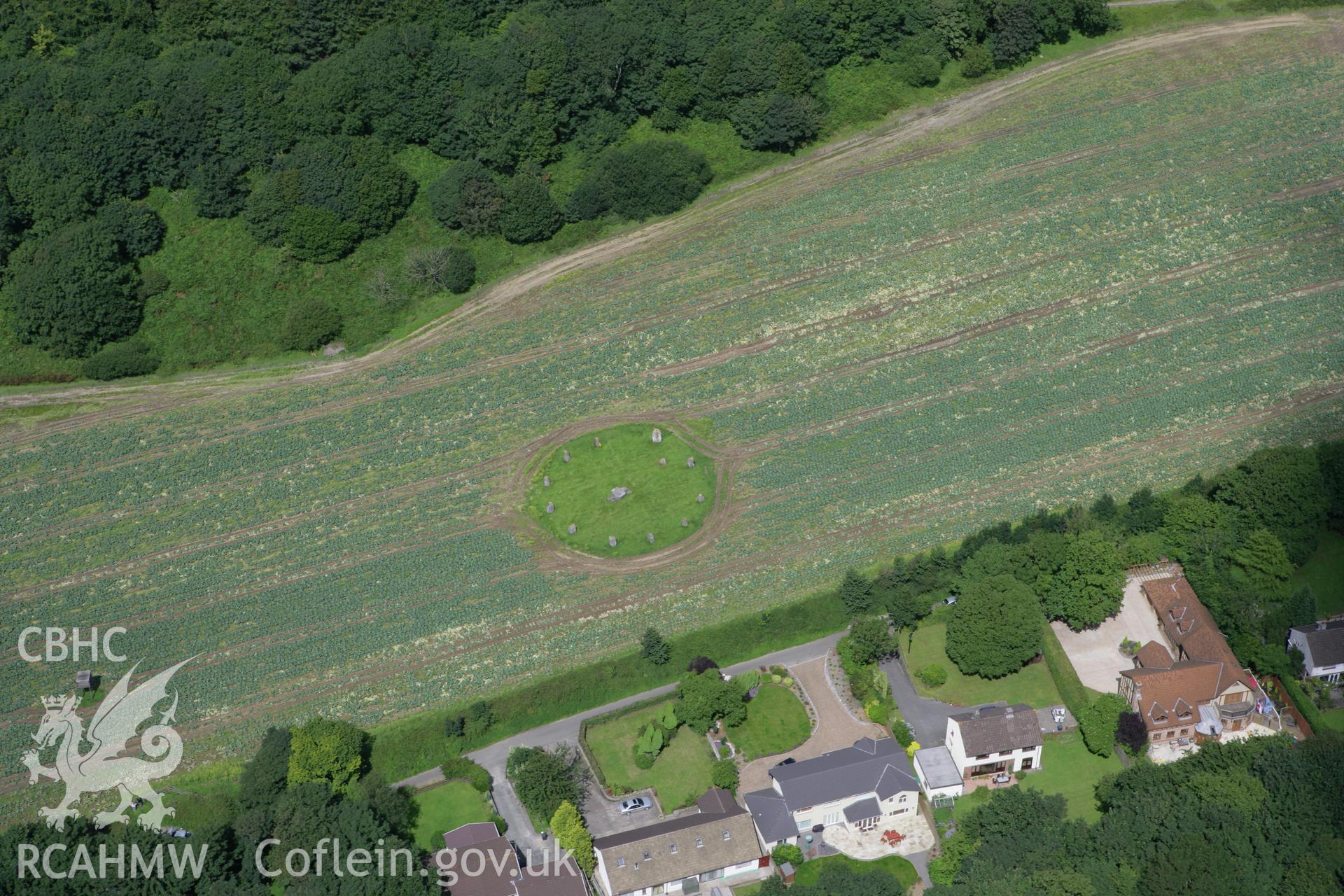 RCAHMW colour oblique aerial photograph of Gorsedd Circle, Margam Park, Margam. Taken on 30 July 2007 by Toby Driver