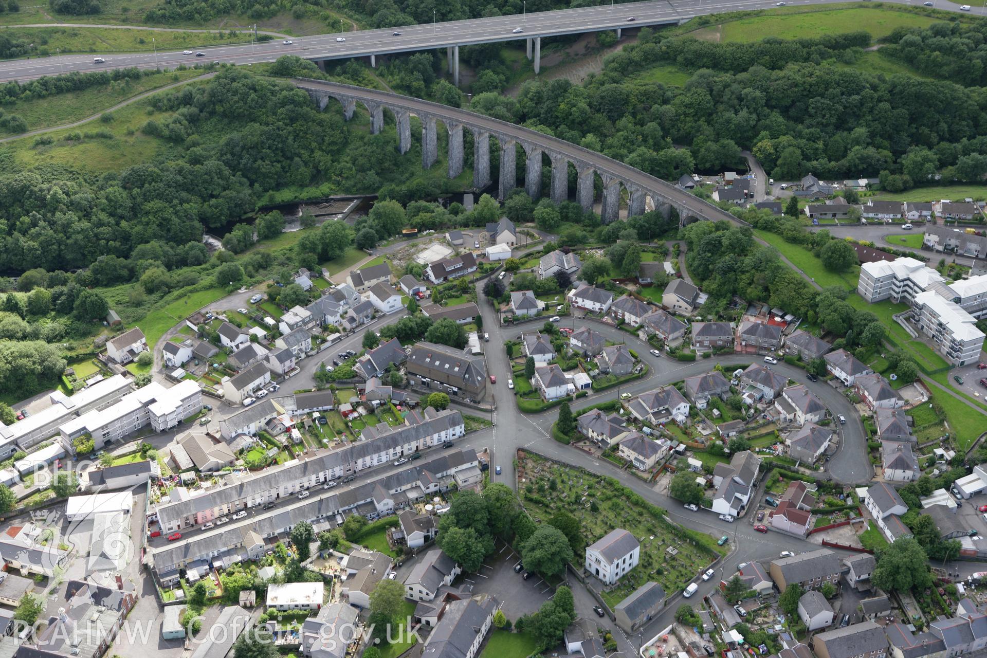RCAHMW colour oblique aerial photograph of Cefn-Coed-y-Cymmer Viaduct, Merthyr Tydfil. Taken on 30 July 2007 by Toby Driver