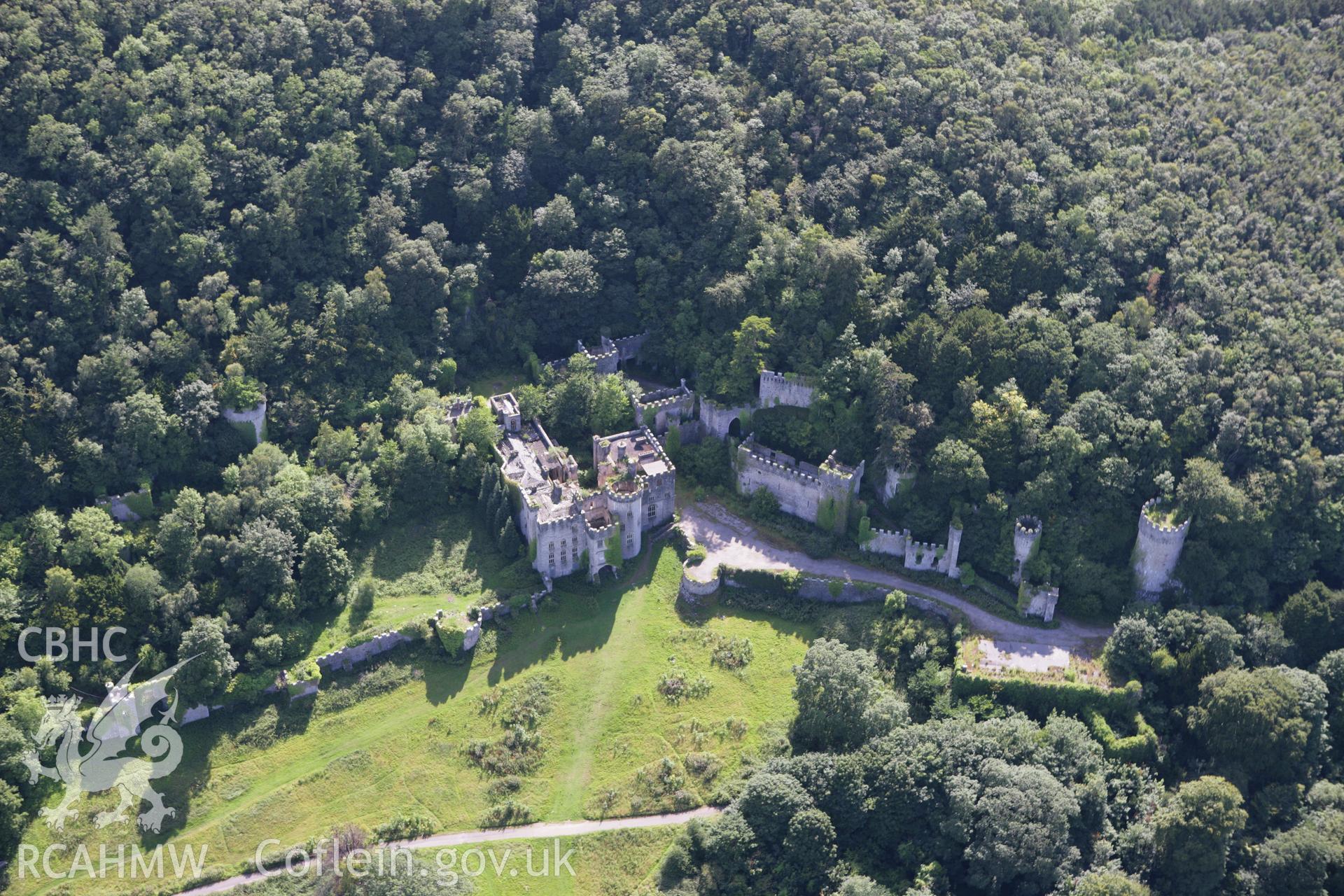 RCAHMW colour oblique aerial photograph of Gwrych Castle. Taken on 31 July 2007 by Toby Driver