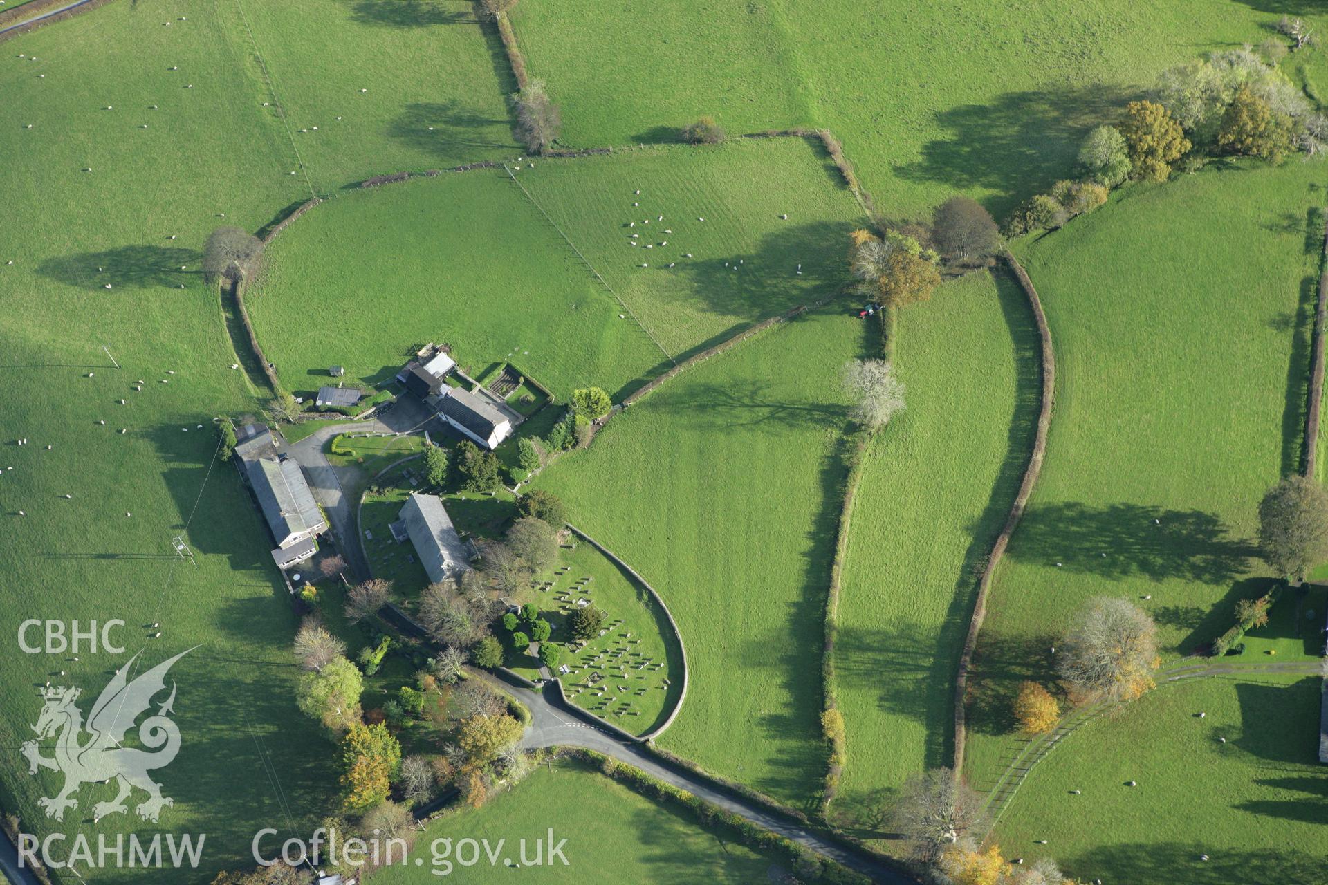 RCAHMW colour oblique photograph of St Cadfan's Church. Taken by Toby Driver on 30/10/2007.