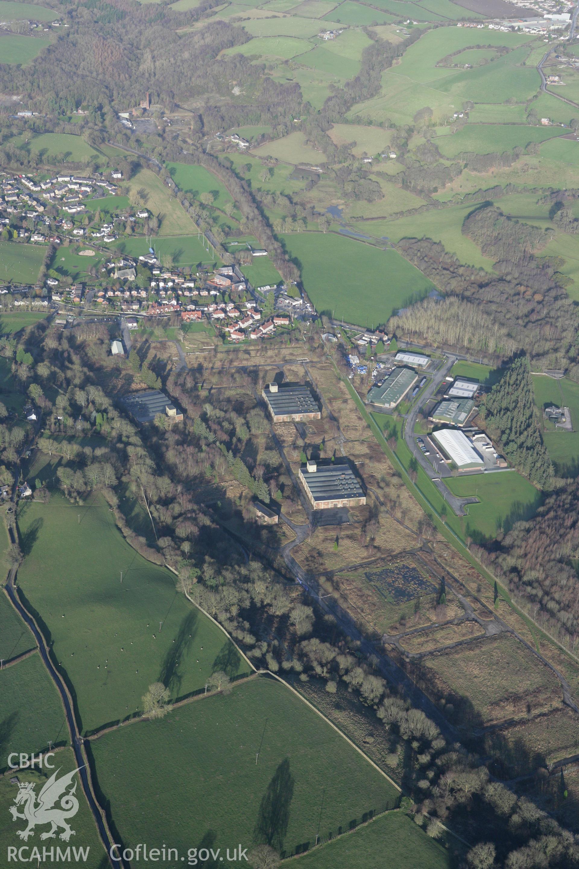 RCAHMW colour oblique photograph of Valley Works, Rhydymywn, Mold. Taken by Toby Driver on 11/12/2007.