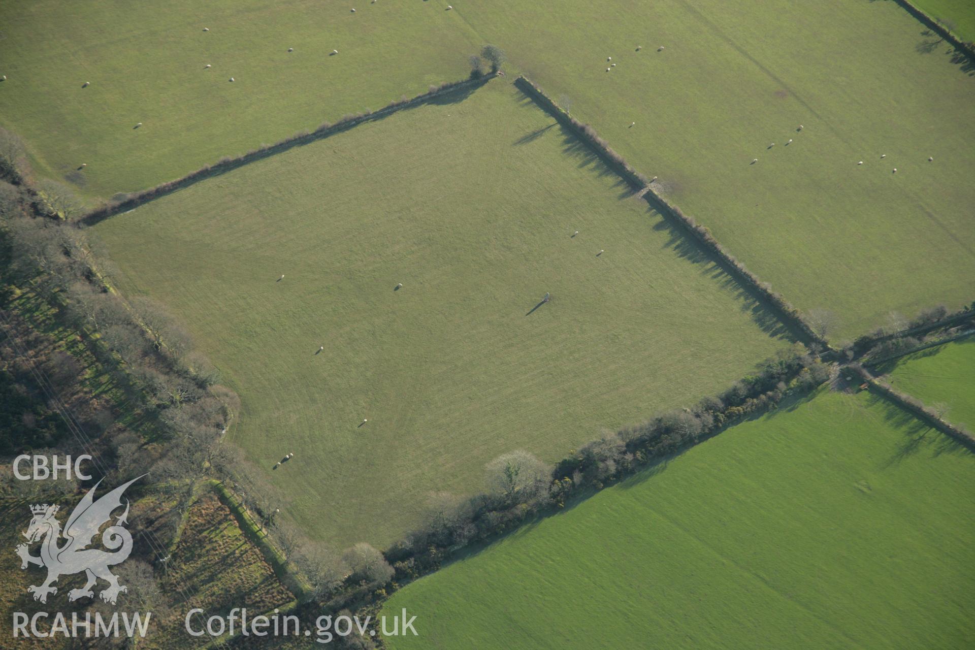 RCAHMW colour oblique aerial photograph of Betws-Fawr Standing Stone. Taken on 25 January 2007 by Toby Driver