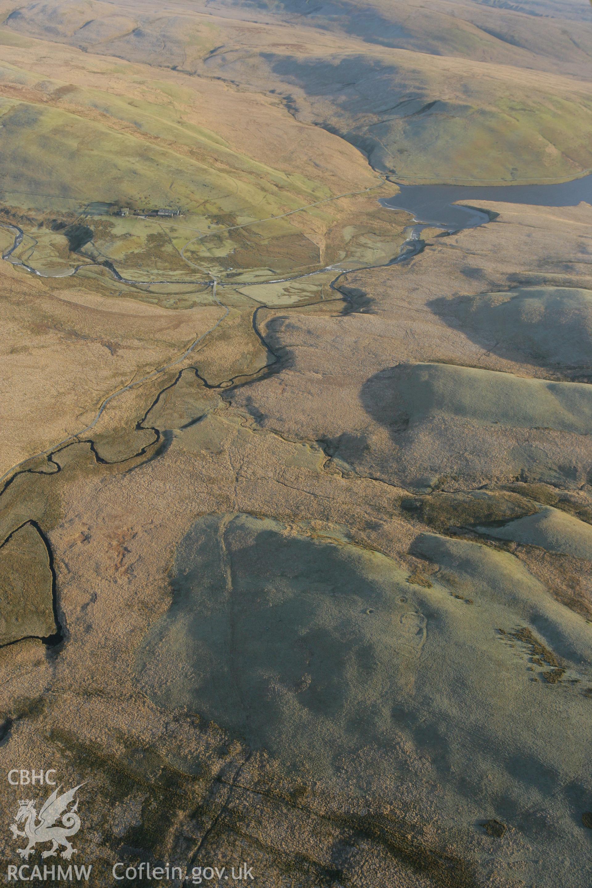 RCAHMW colour oblique photograph of Esgair Wen, a deserted rural settlement. Taken by Toby Driver on 20/12/2007.