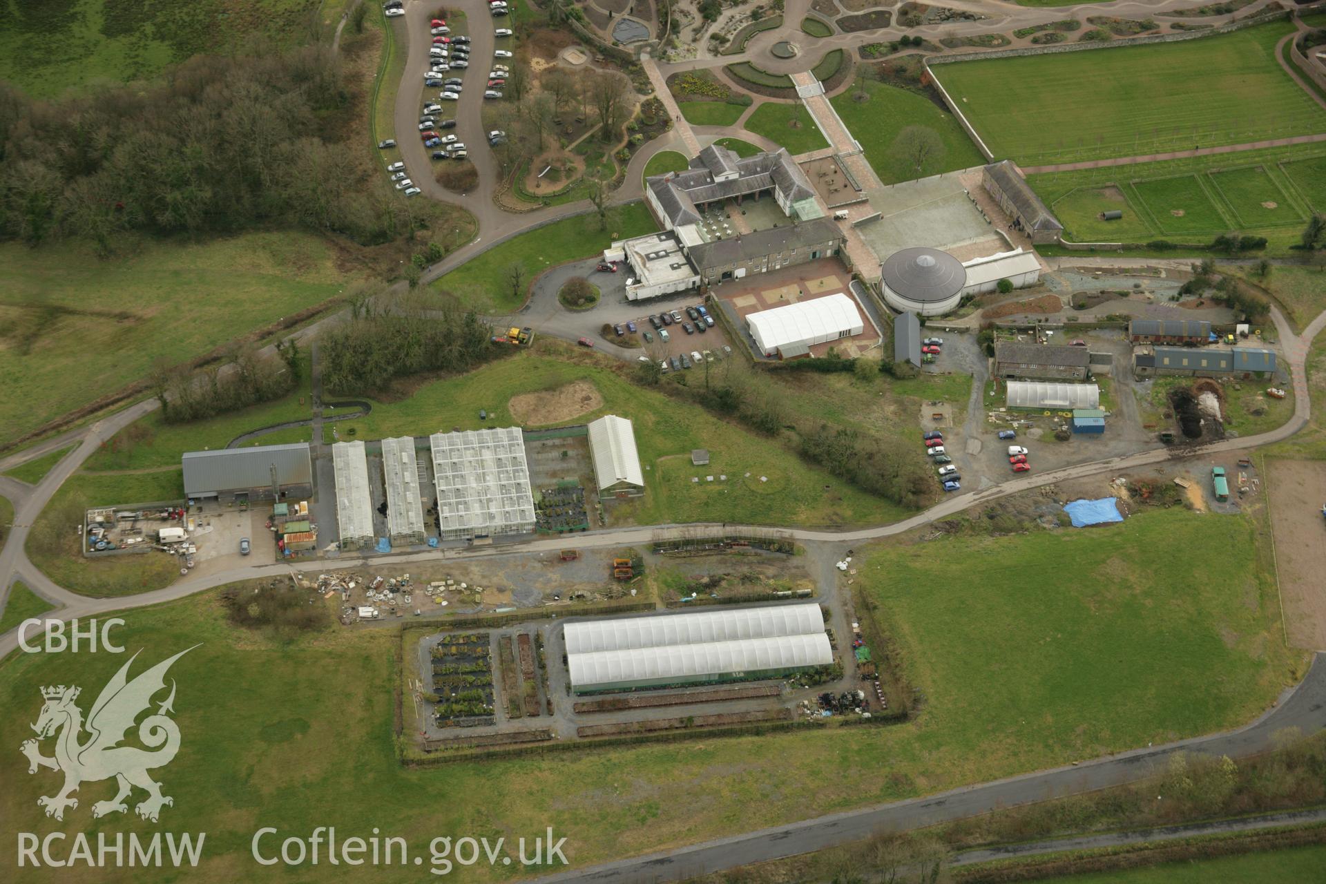 RCAHMW colour oblique aerial photograph of Middleton Hall Park, now the National Botanic Garden of Wales. Taken on 16 March 2007 by Toby Driver