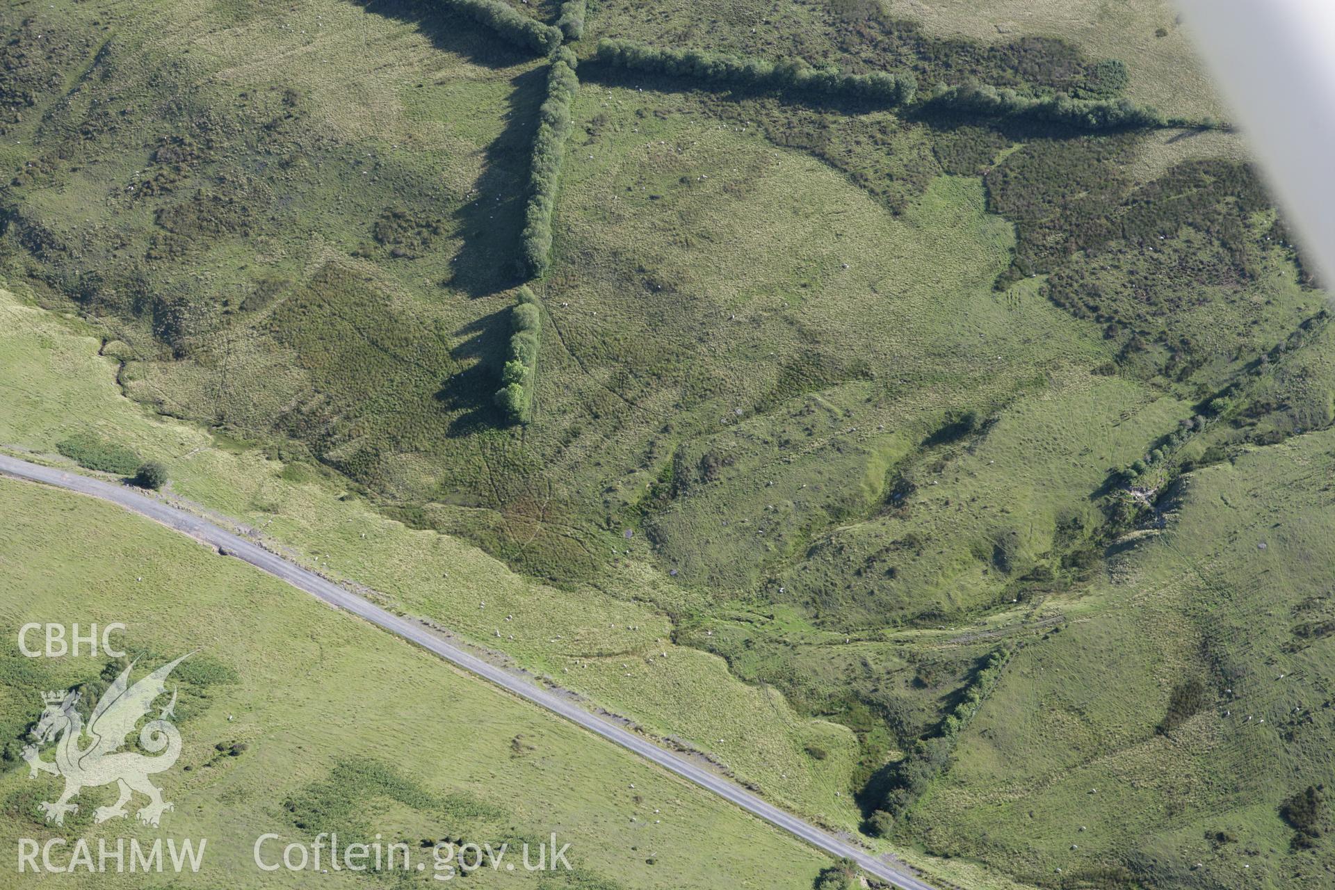 RCAHMW colour oblique aerial photograph of The Warren Longhouse. Taken on 08 August 2007 by Toby Driver