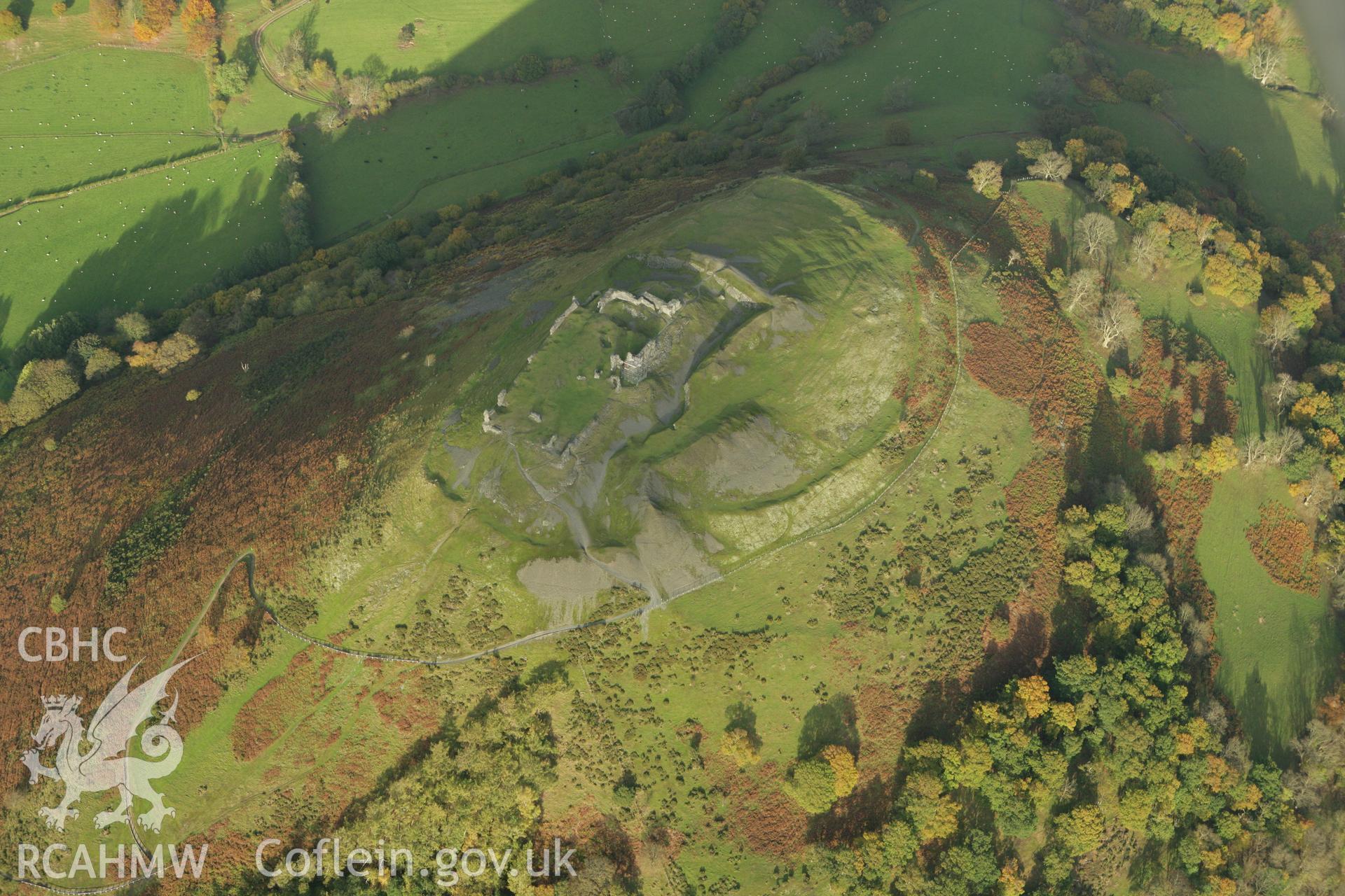 RCAHMW colour oblique photograph of Castell Dinas Bran, landscape from north. Taken by Toby Driver on 30/10/2007.