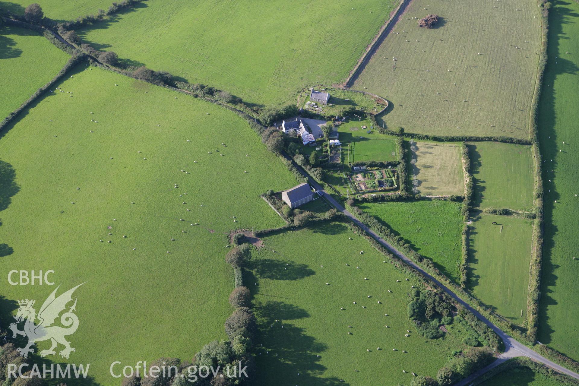 RCAHMW colour oblique aerial photograph of Capel Peniel, Congregational Chapel, Ceidio. Taken on 06 September 2007 by Toby Driver