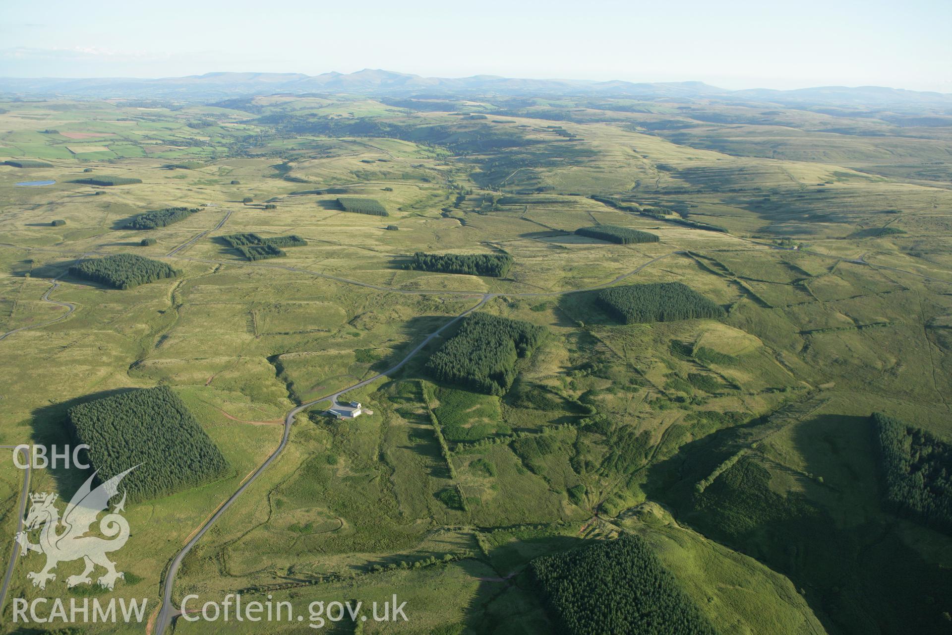 RCAHMW colour oblique aerial photograph of Sennybridge Military Training Area, Mynydd Epynt. Taken on 08 August 2007 by Toby Driver