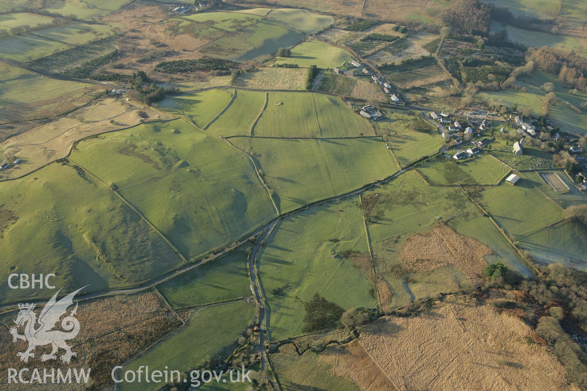 RCAHMW colour oblique photograph of Ysbyty Ystwyth from the south-east. Taken by Toby Driver on 20/12/2007.