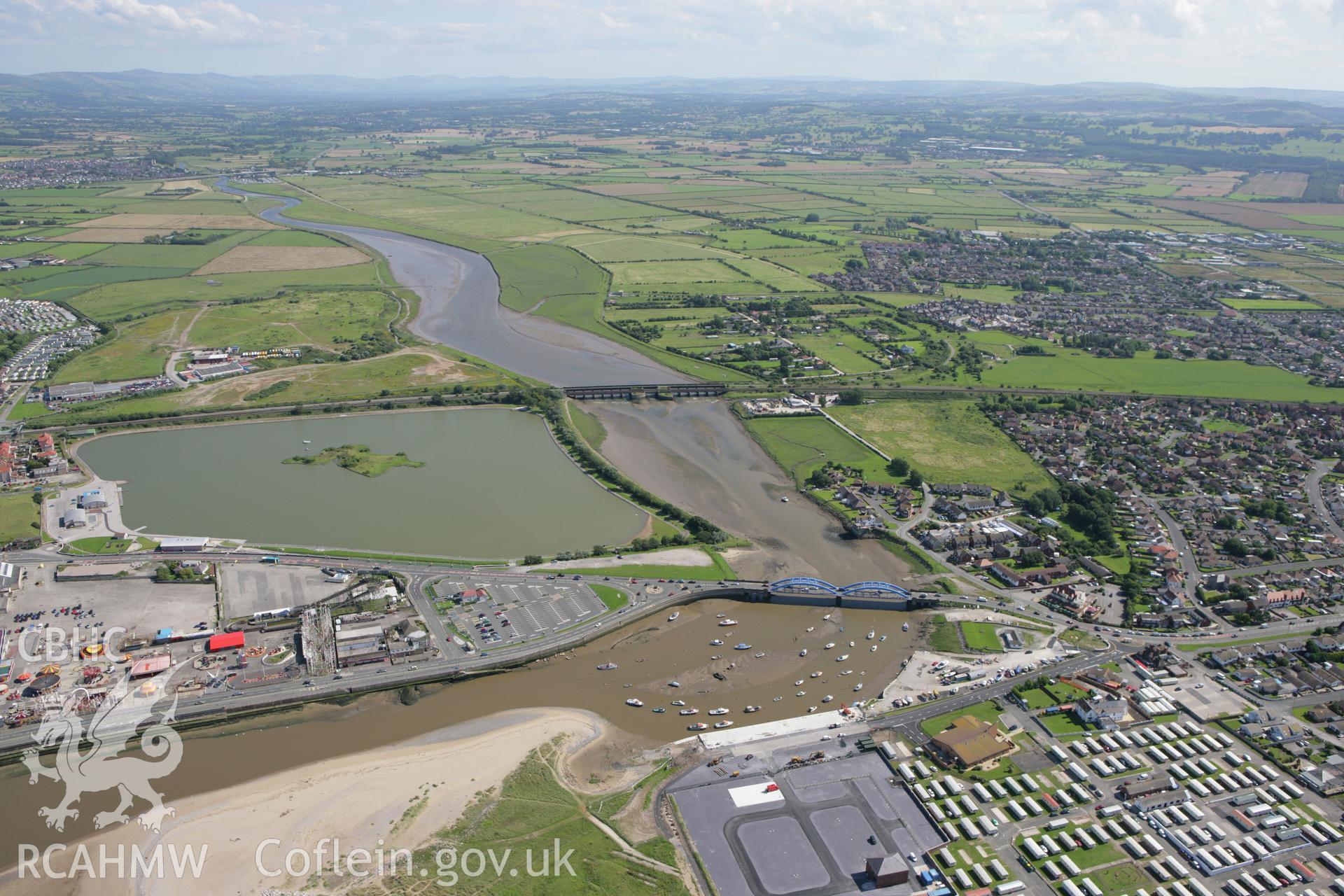 RCAHMW colour oblique aerial photograph of Foryd Bridges. Taken on 31 July 2007 by Toby Driver