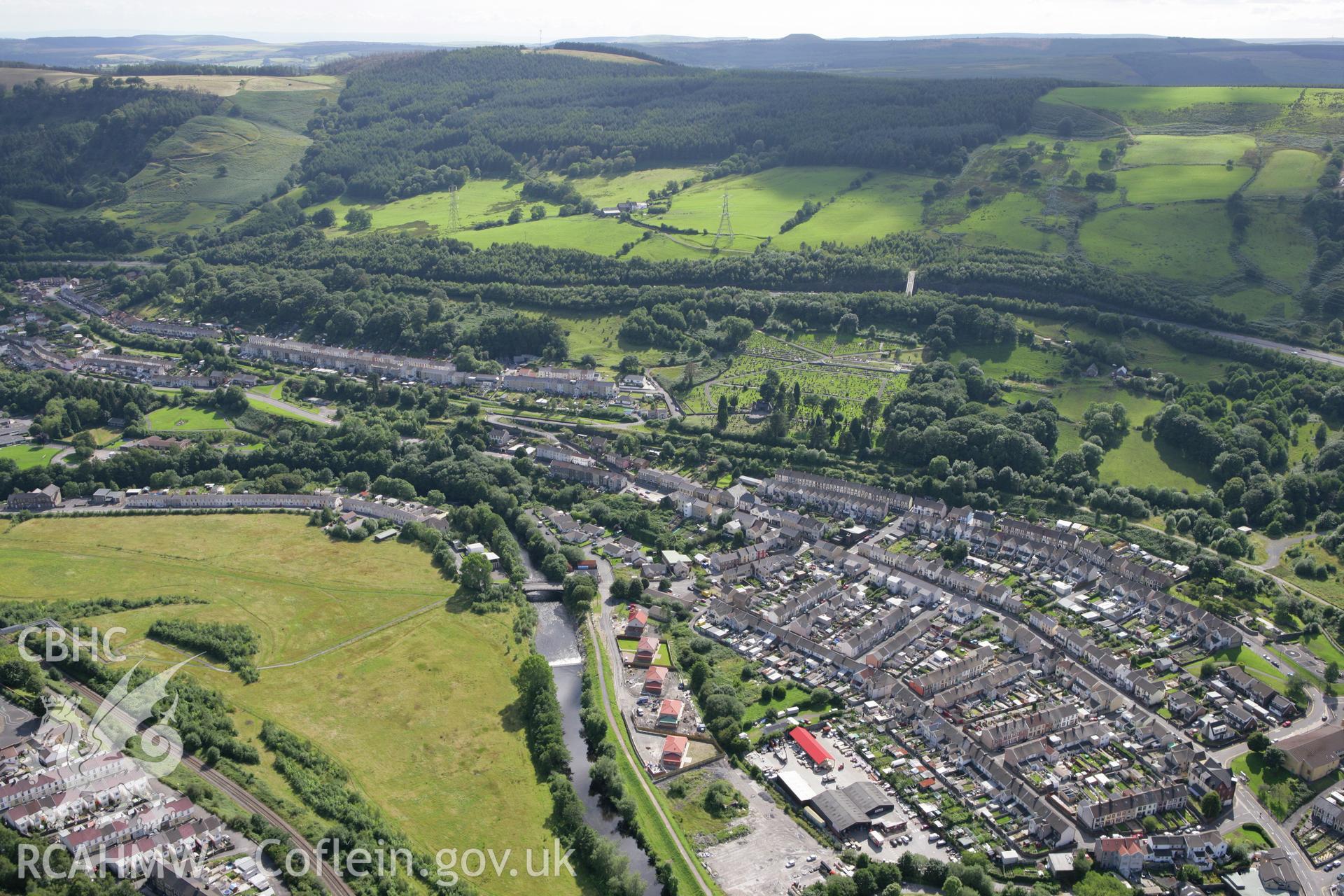 RCAHMW colour oblique aerial photograph of Aberfan viewed from the north-east. Taken on 30 July 2007 by Toby Driver