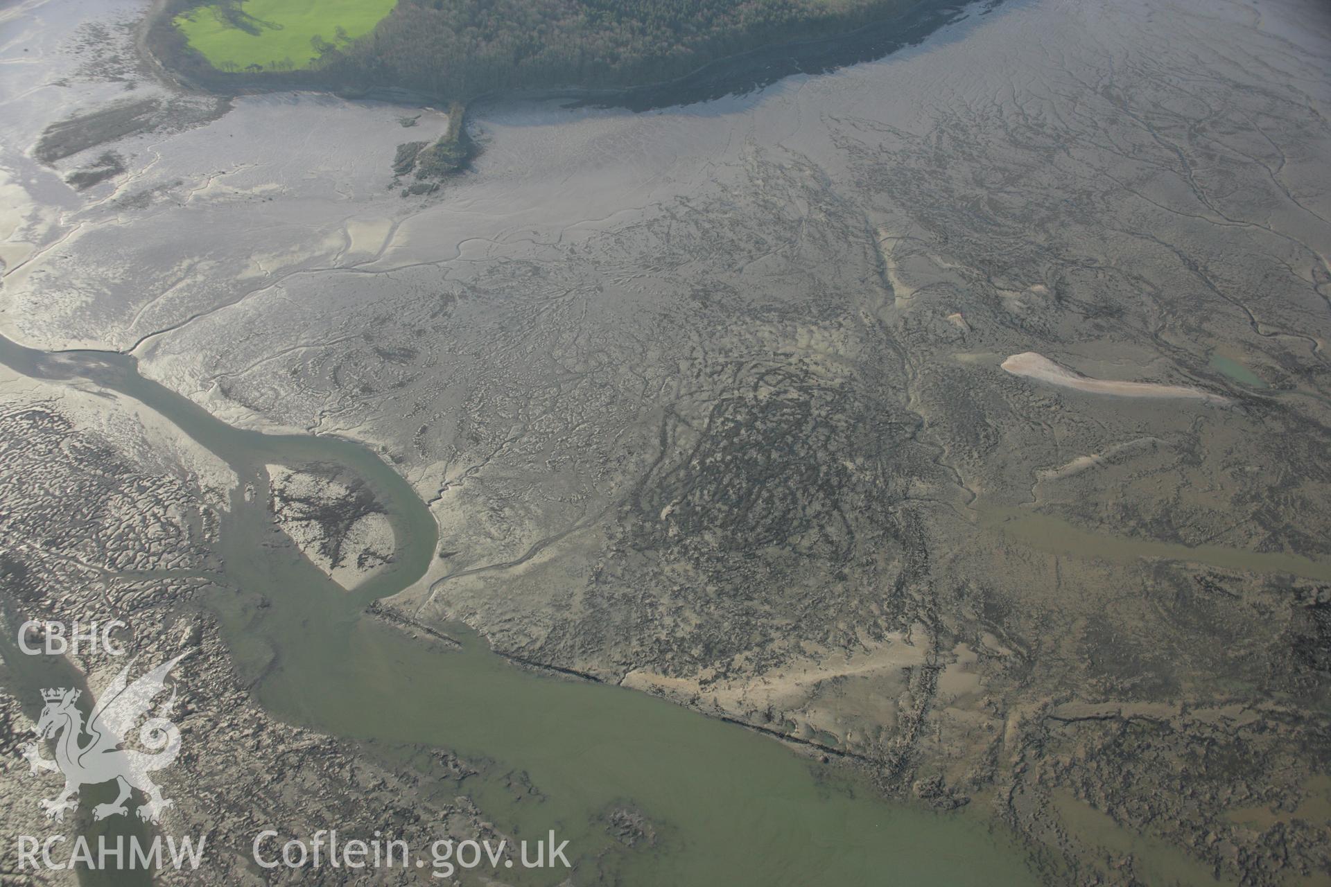 RCAHMW colour oblique aerial photograph showing view of Ogwen Fish Weir. Taken on 25 January 2007 by Toby Driver