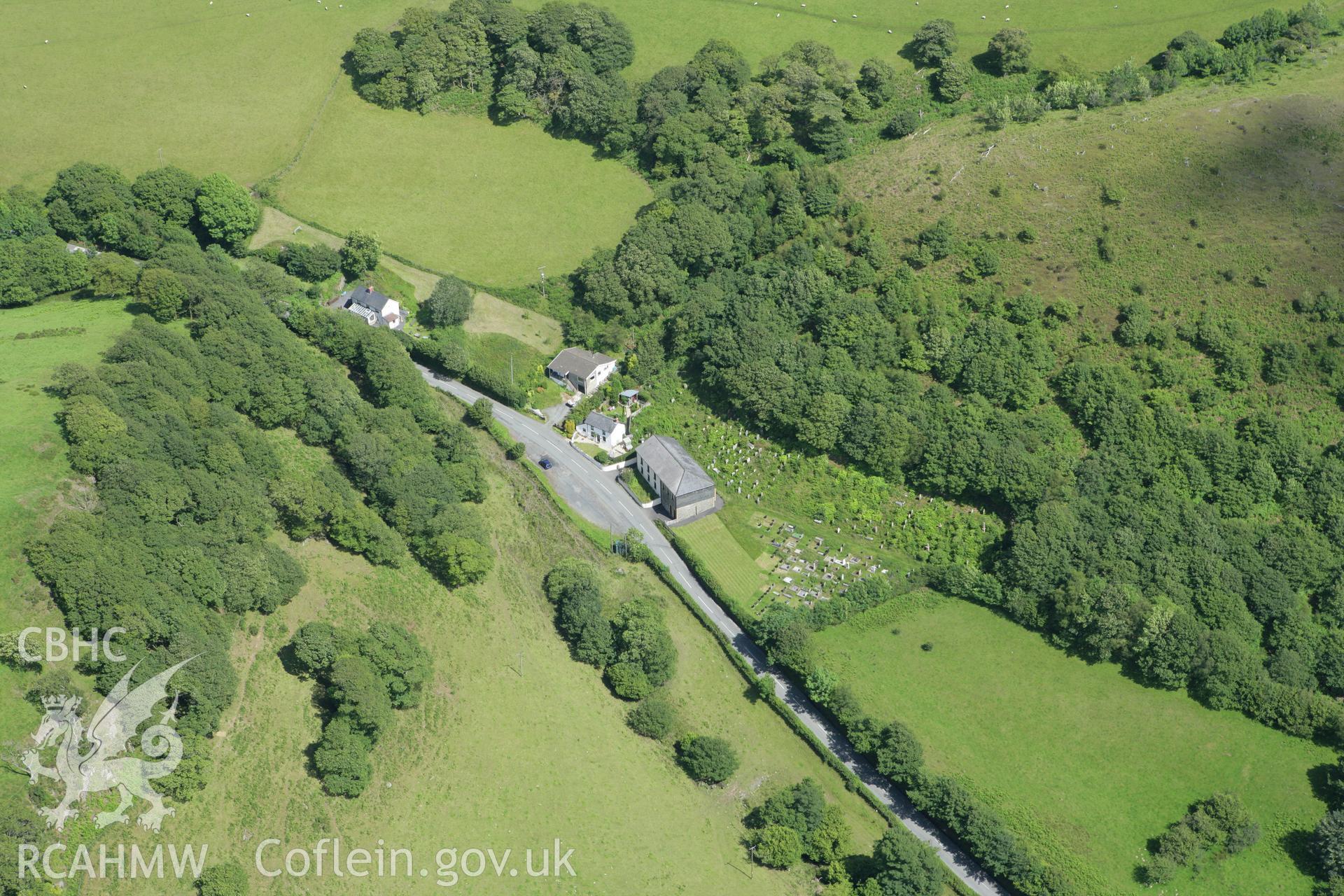 RCAHMW colour oblique aerial photograph of Troedrhiwdalar Independent Chapel. Taken on 09 July 2007 by Toby Driver