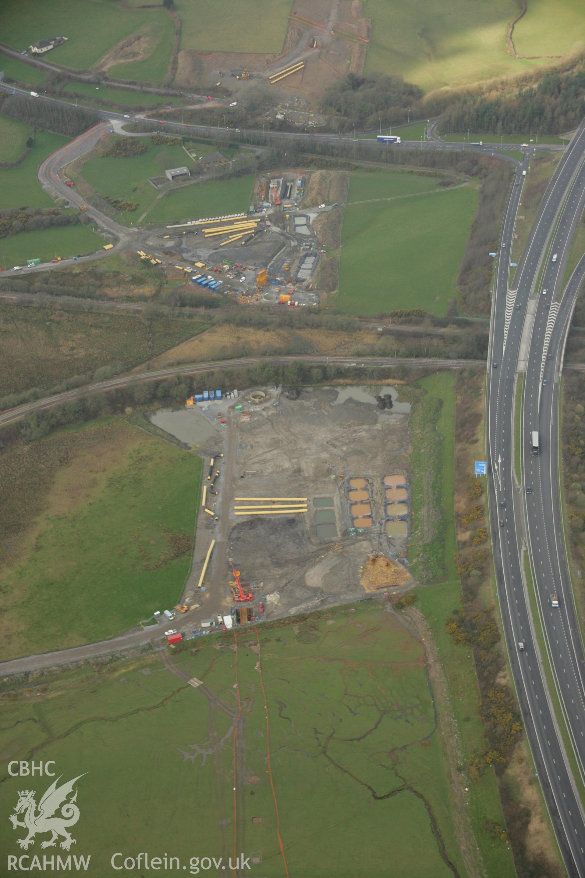 RCAHMW colour oblique aerial photograph of LNG pipeline works to the south of Hendy. Taken on 16 March 2007 by Toby Driver