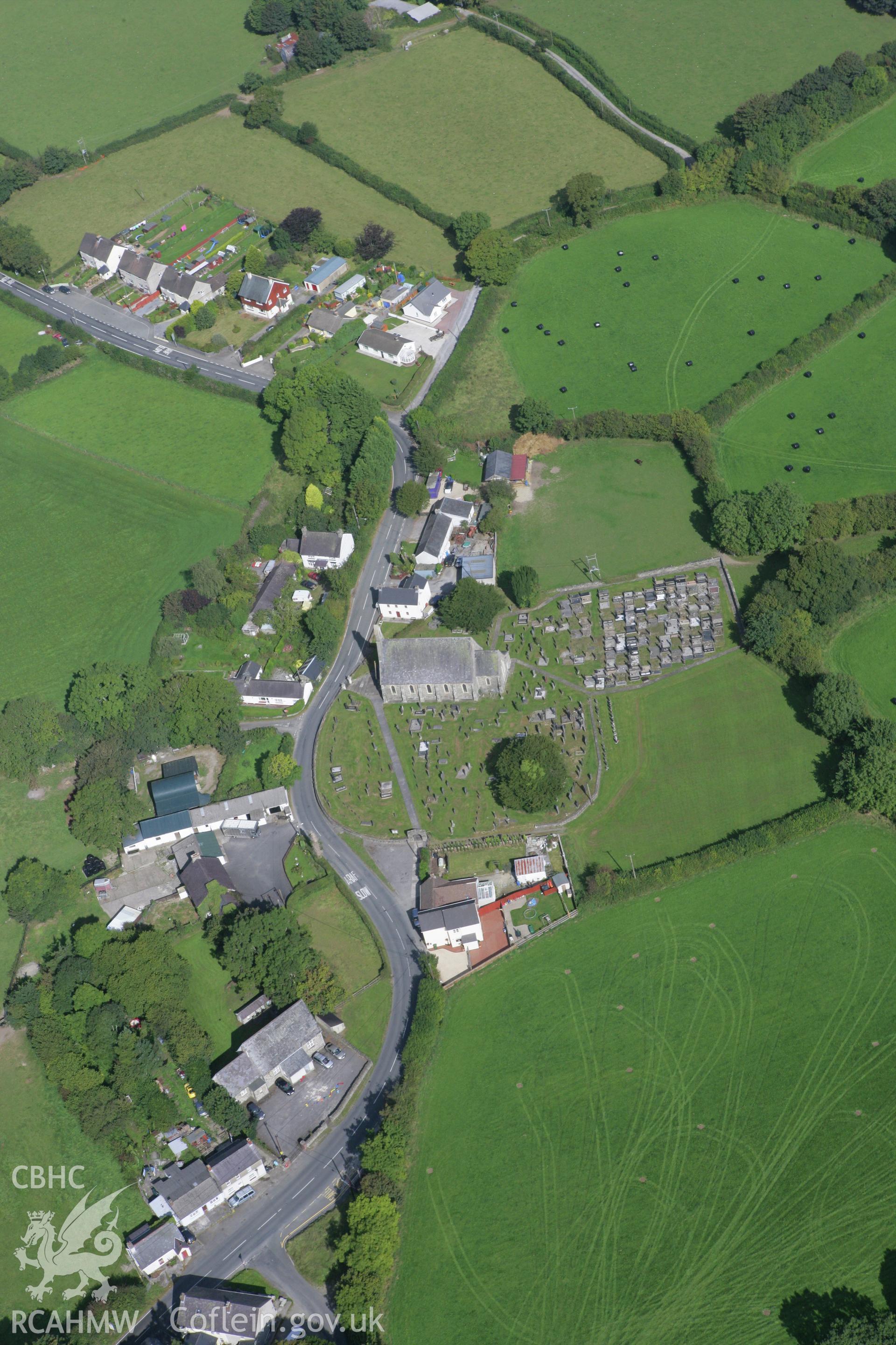 RCAHMW colour oblique photograph of St Celers, Llangeler. Taken by Toby Driver on 11/09/2007.