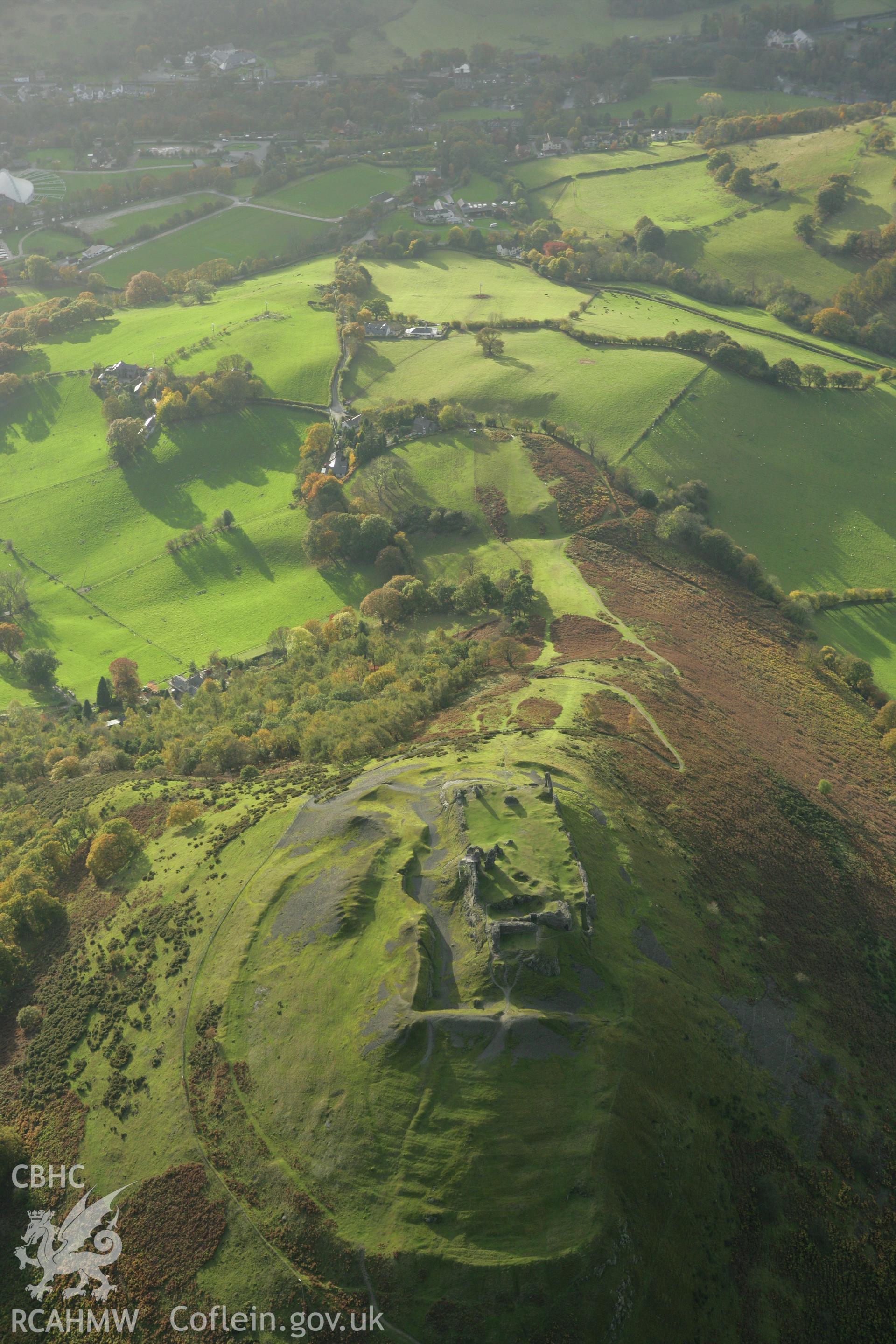 RCAHMW colour oblique photograph of Castell Dinas Bran, landscape from north. Taken by Toby Driver on 30/10/2007.