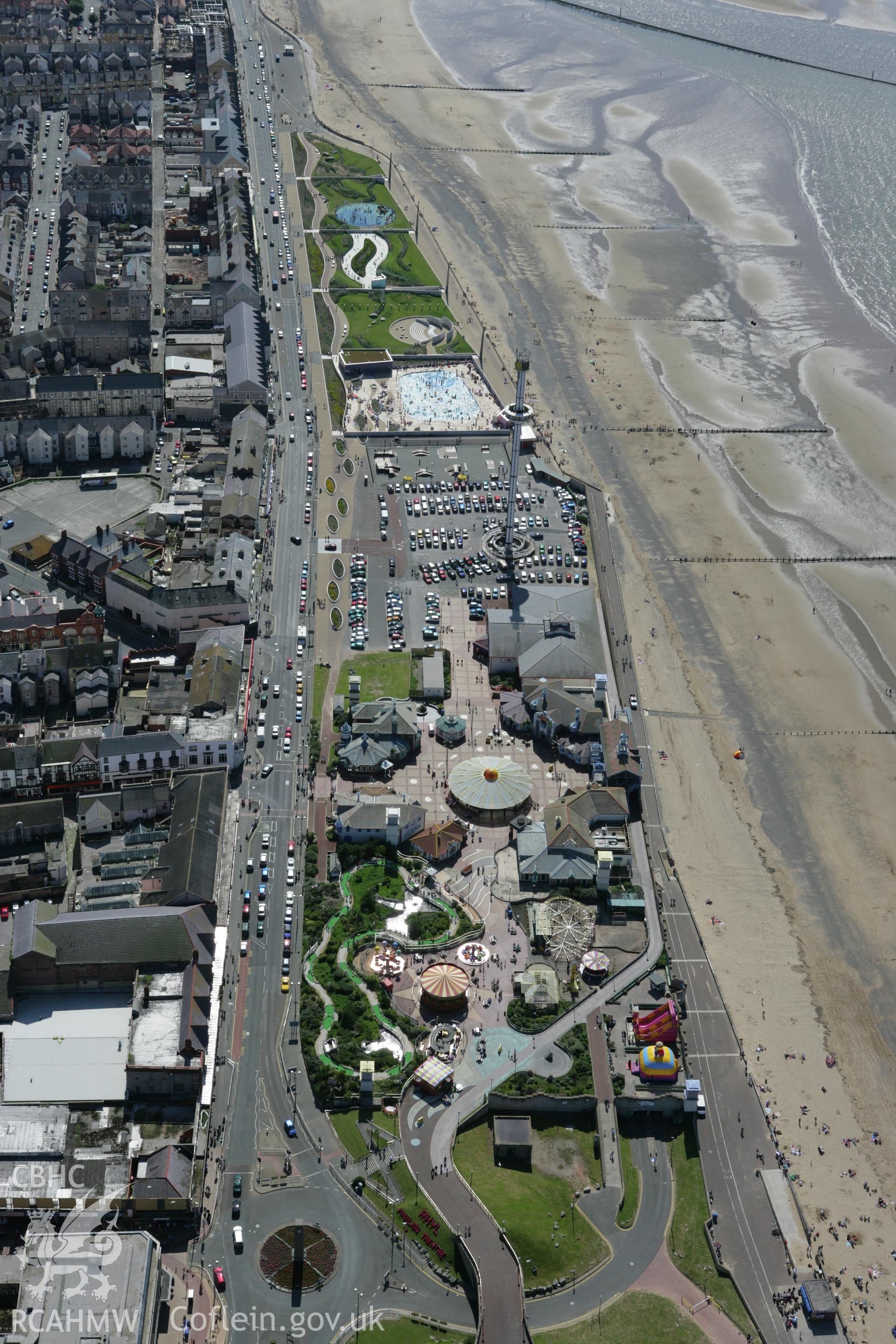 RCAHMW colour oblique aerial photograph of Rhyl looking south-west along the seafront. Taken on 31 July 2007 by Toby Driver
