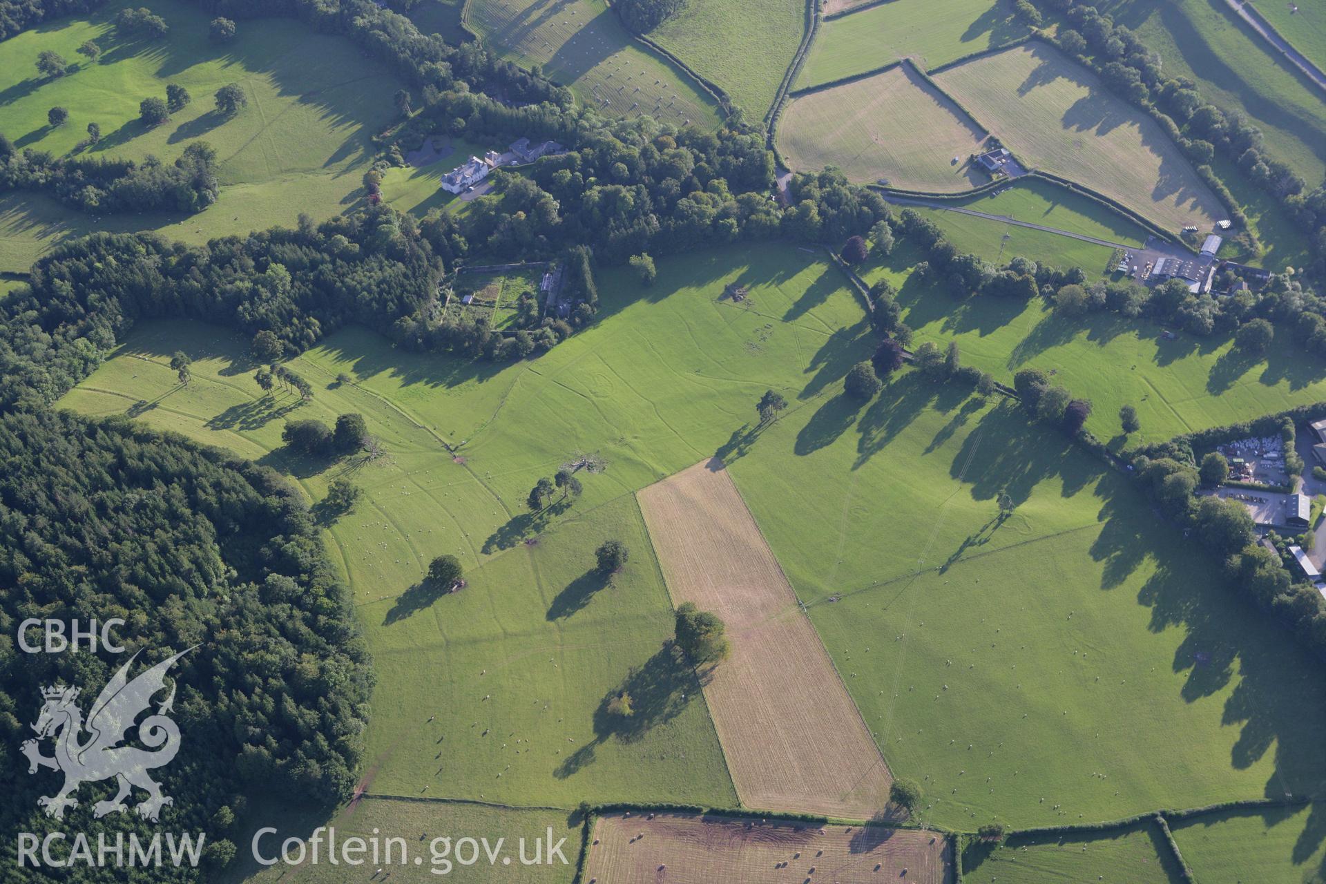 RCAHMW colour oblique aerial photograph showing earthworks of leats, Ffrwdgrech. Taken on 08 August 2007 by Toby Driver