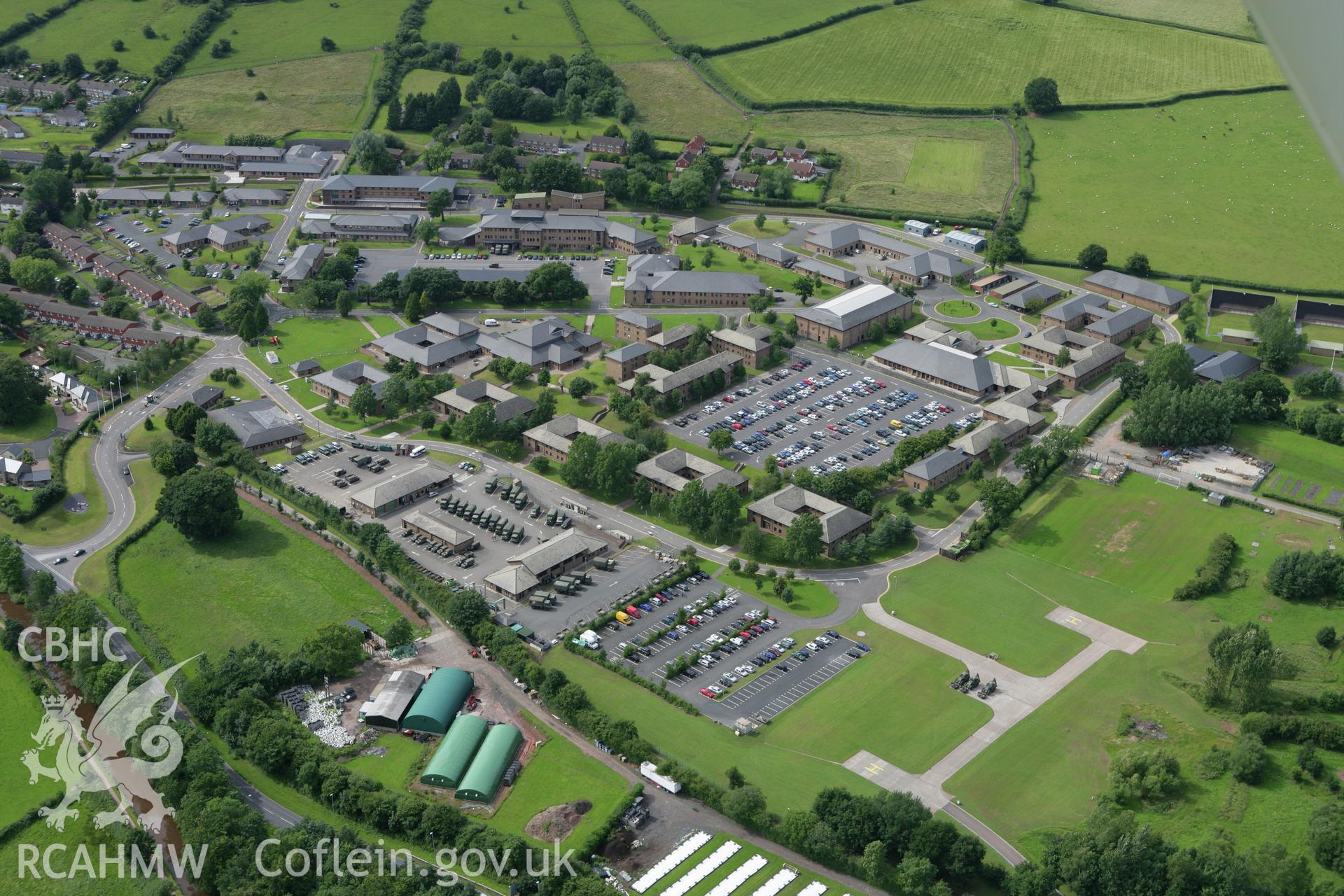 RCAHMW colour oblique aerial photograph of the barracks at Dering Lines. Taken on 09 July 2007 by Toby Driver