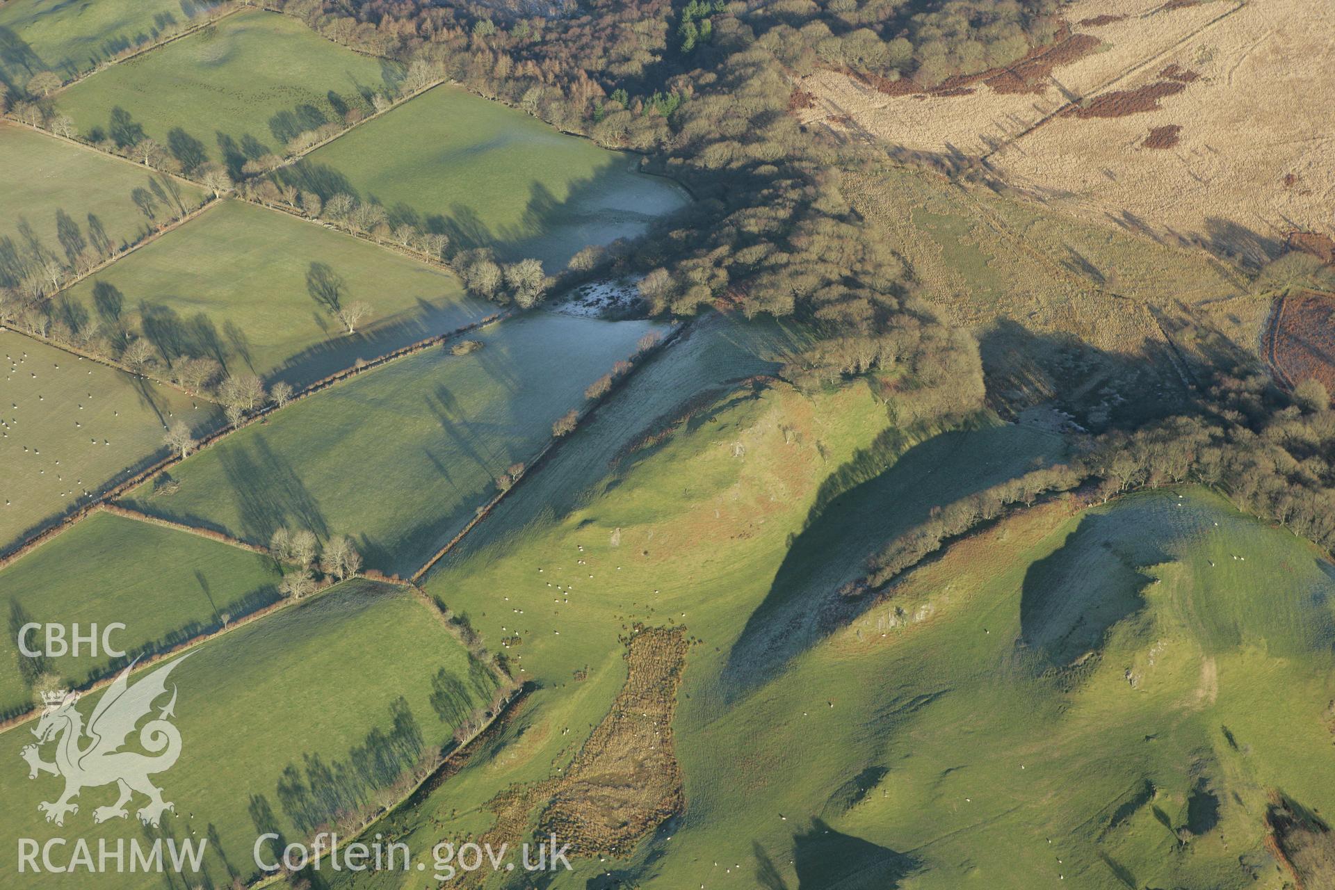 RCAHMW colour oblique photograph of Gilfach-y-Dwn Fawr hillfort. Taken by Toby Driver on 20/12/2007.