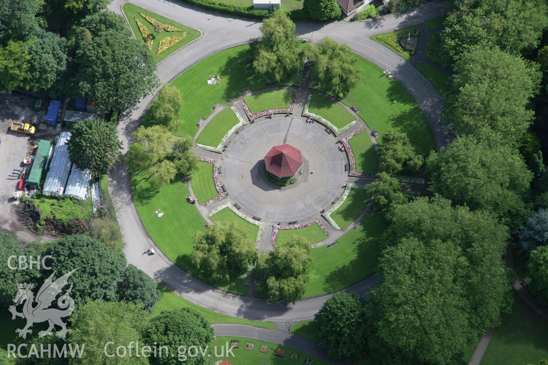 RCAHMW colour oblique aerial photograph of Ynysangharad Park, Pontypridd. Taken on 30 July 2007 by Toby Driver