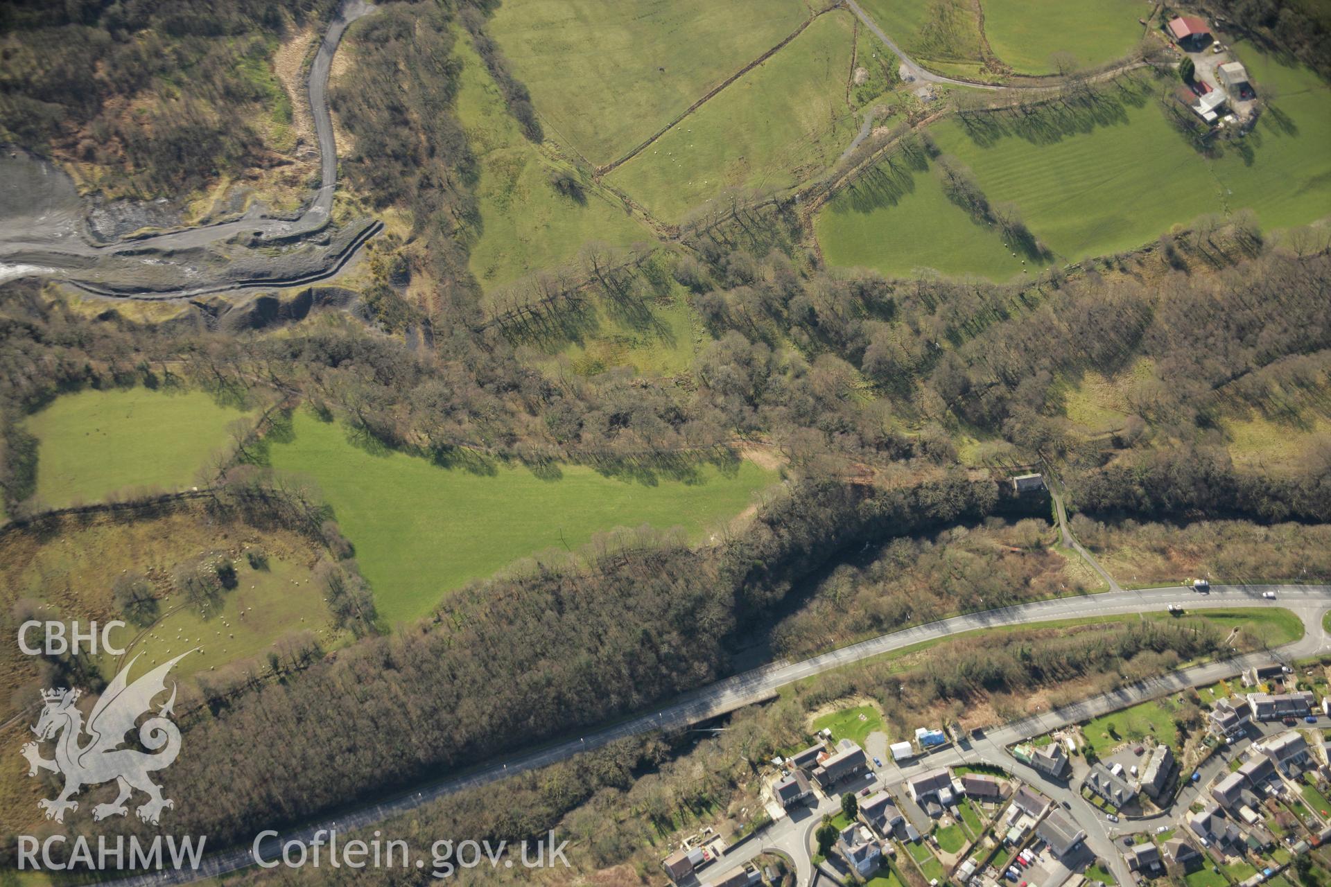 RCAHMW colour oblique aerial photograph of Lefel Fawr Colliery, Abercraf. Taken on 21 March 2007 by Toby Driver