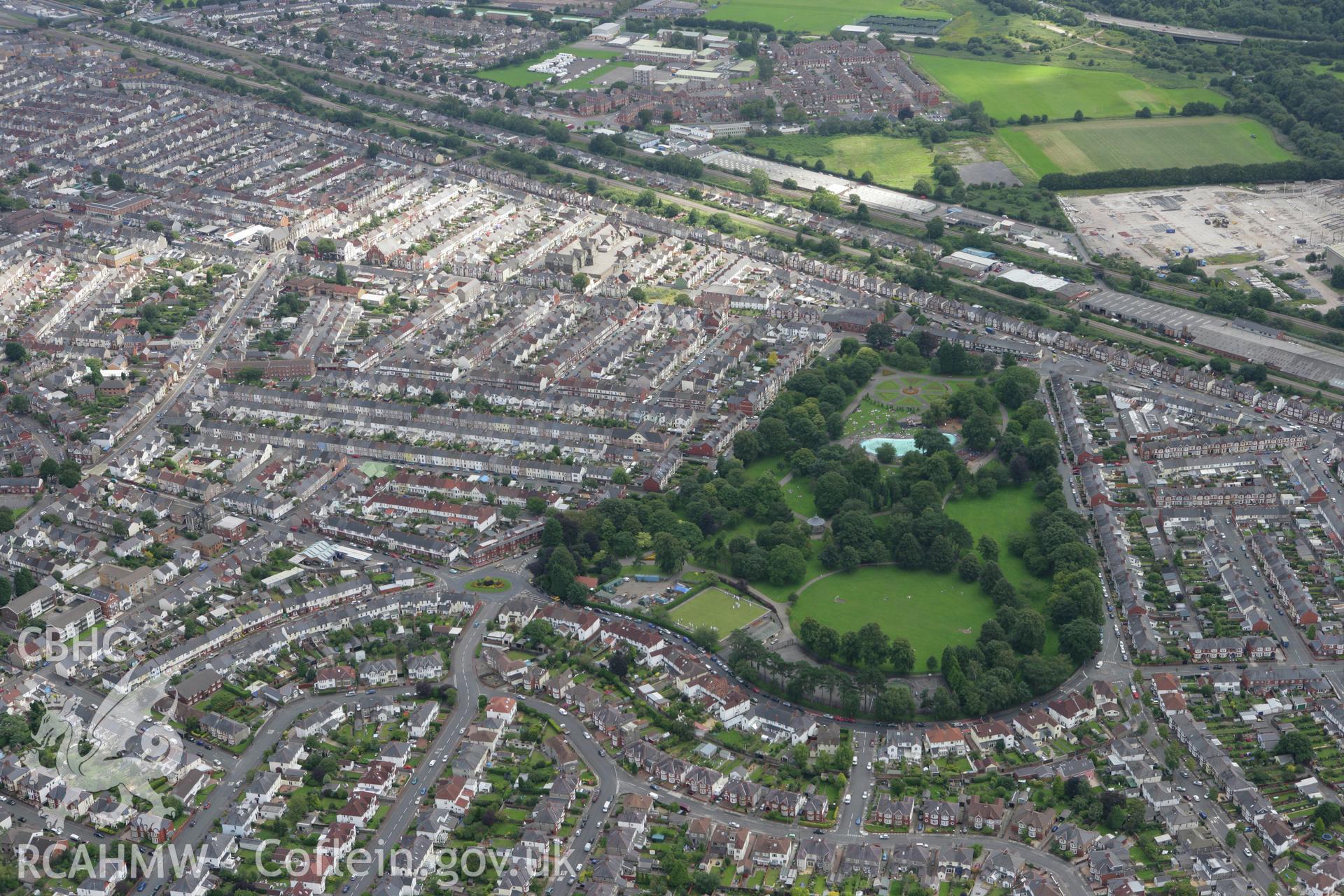 RCAHMW colour oblique aerial photograph of Victoria Park, Canton. Taken on 30 July 2007 by Toby Driver