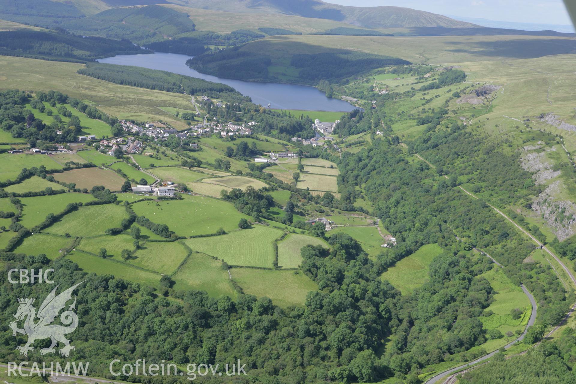 RCAHMW colour oblique aerial photograph of Taff Fechan Reservoir. Taken on 30 July 2007 by Toby Driver