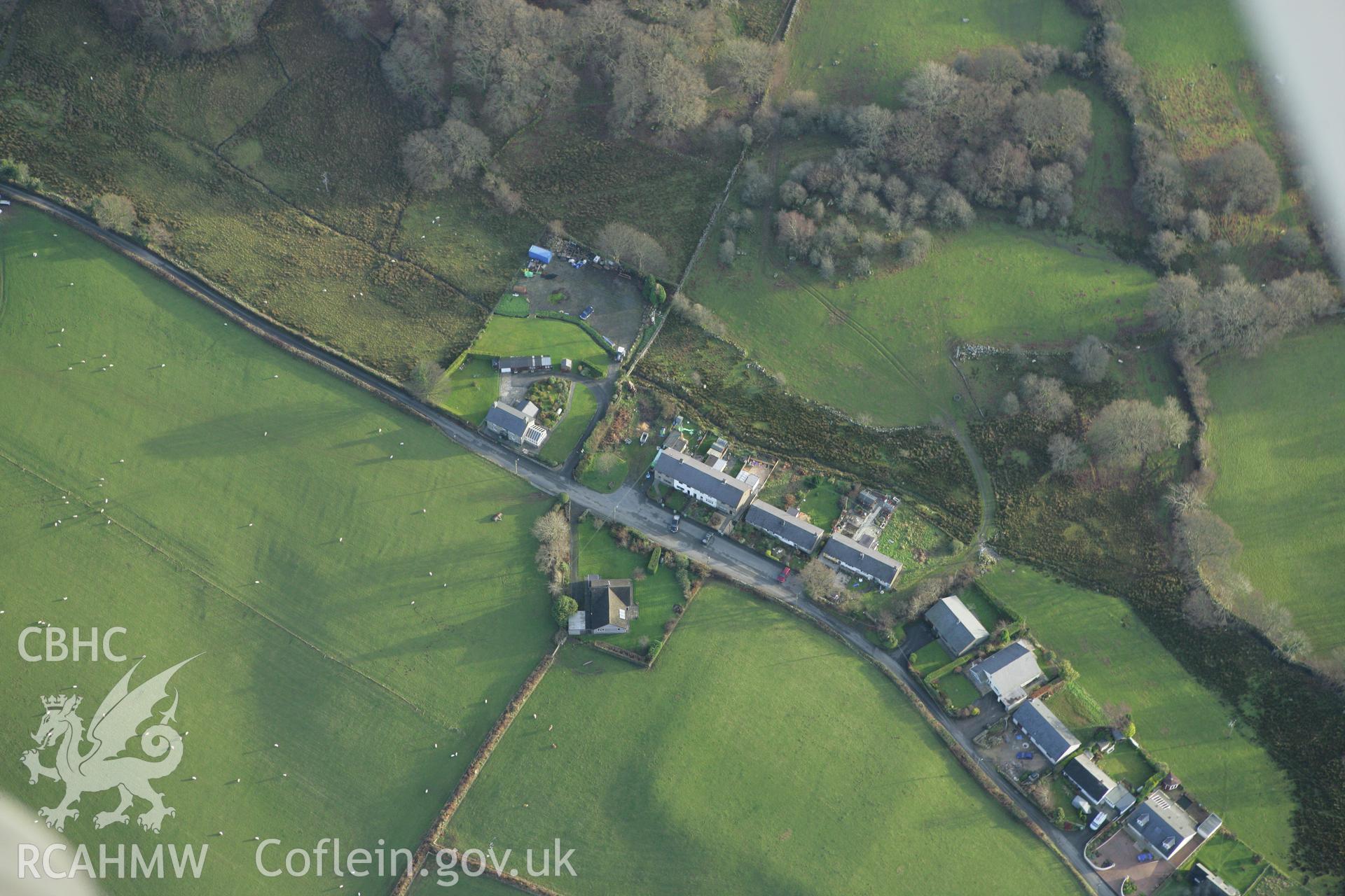 RCAHMW colour oblique photograph of Brithdir Roman fortlet. Taken by Toby Driver on 11/12/2007.