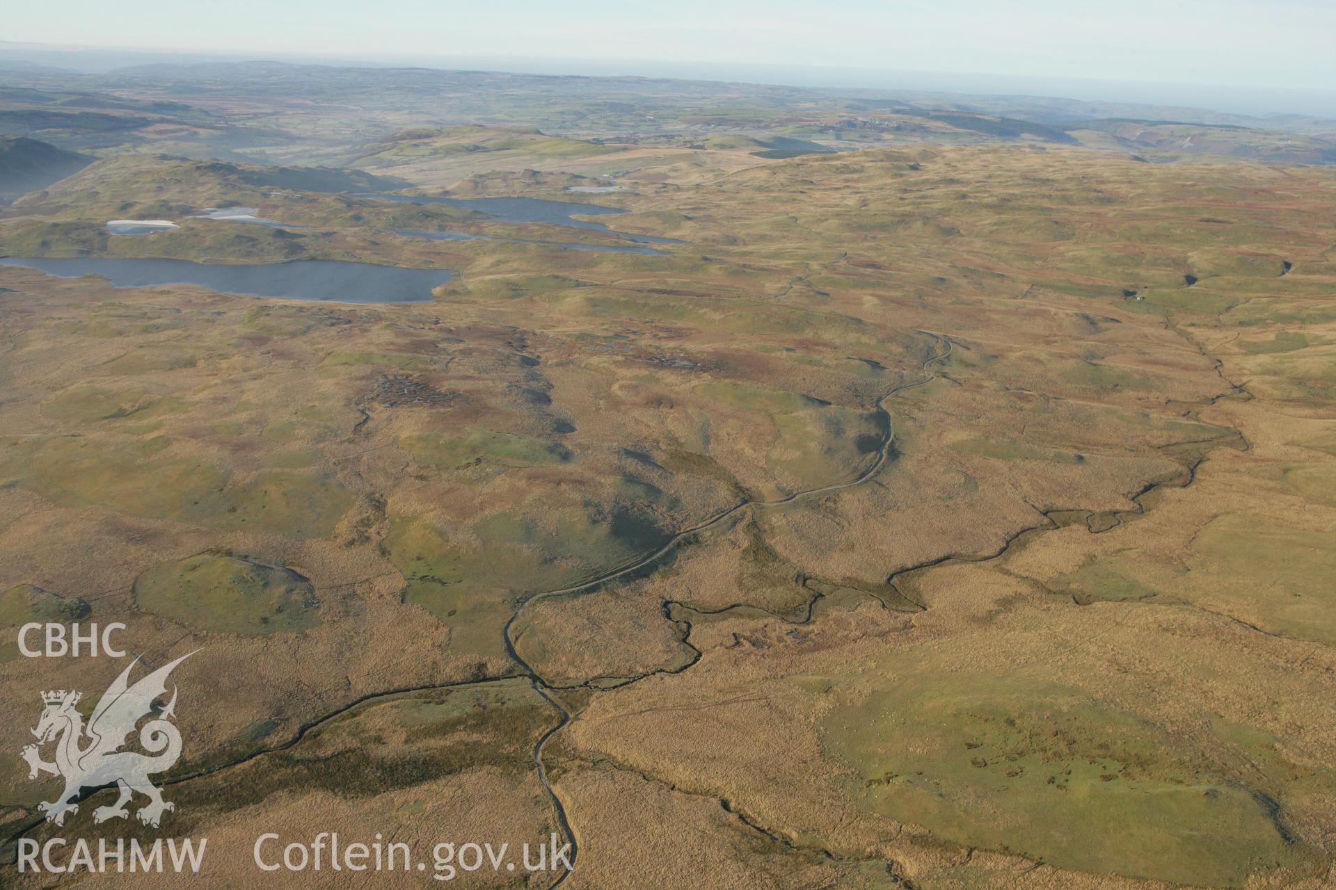 RCAHMW colour oblique photograph of Monk's Trod and the surrounding upland landscape. Taken by Toby Driver on 20/12/2007.