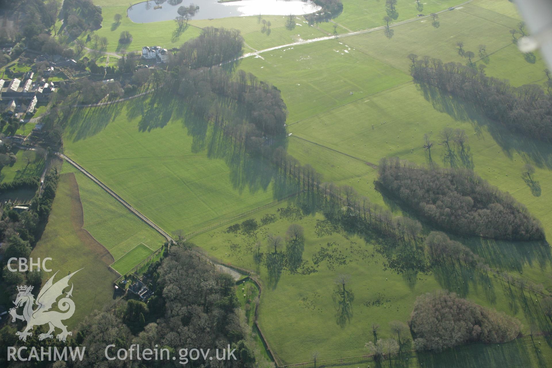 RCAHMW colour oblique aerial photograph of Vaynol Hall Field System. Taken on 25 January 2007 by Toby Driver