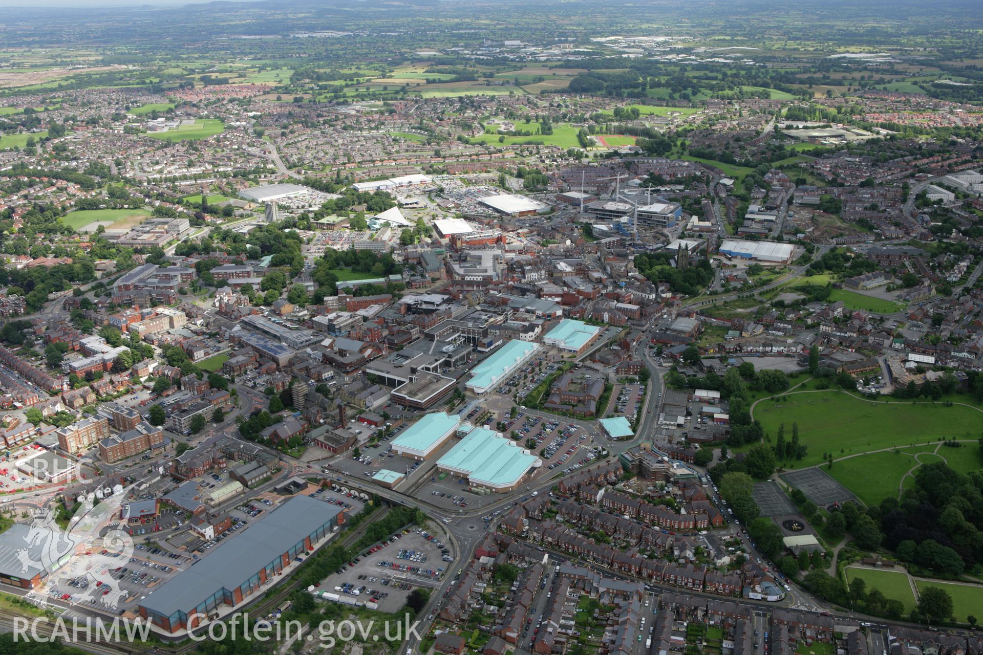 RCAHMW colour oblique aerial photograph of Wrexham. Taken on 24 July 2007 by Toby Driver