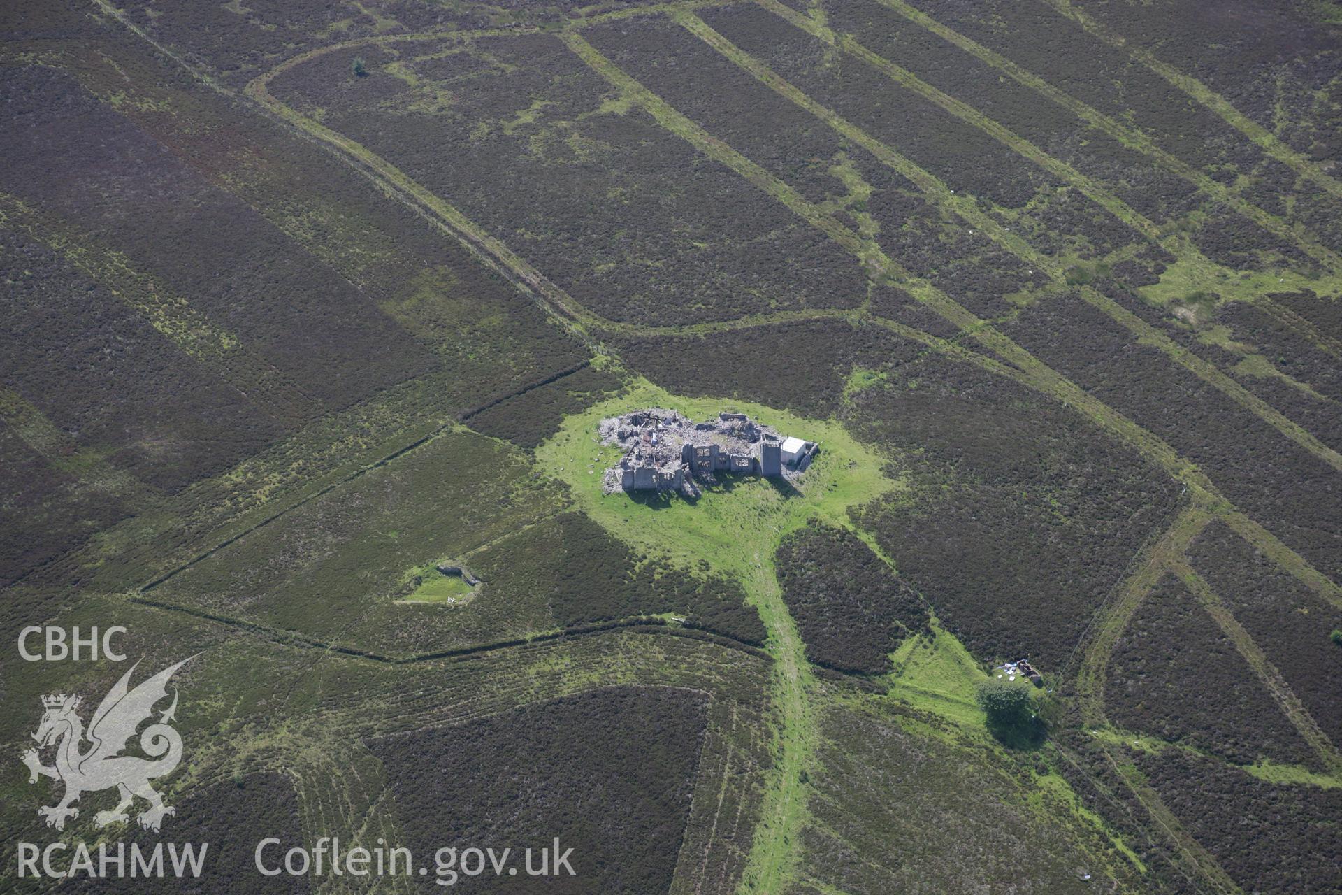 RCAHMW colour oblique aerial photograph of Gwylfa Hiraethog Shooting Lodge. Taken on 31 July 2007 by Toby Driver