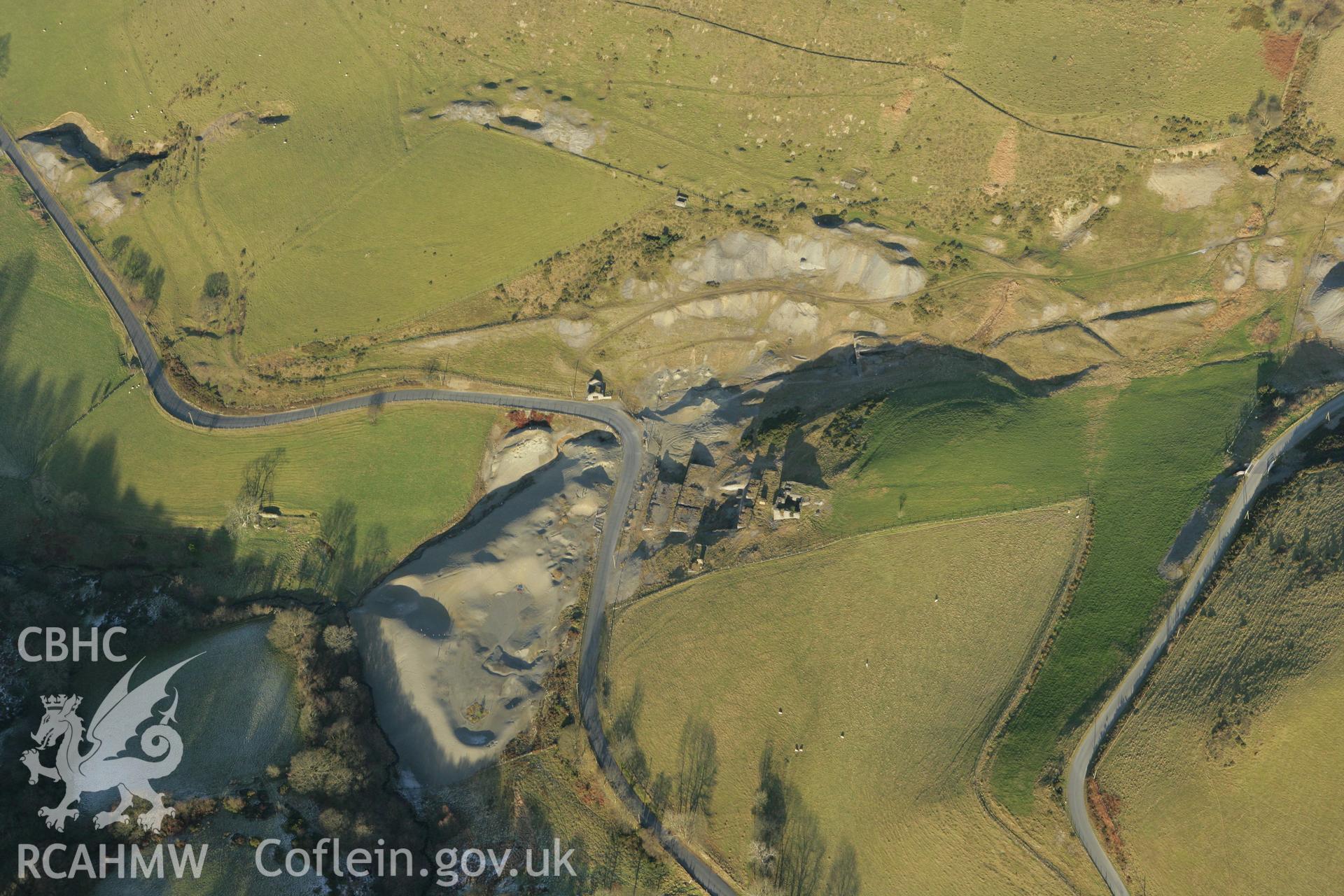 RCAHMW colour oblique photograph of Frongoch lead mine, showing the Wemyss lead and zinc mine. Taken by Toby Driver on 20/12/2007.