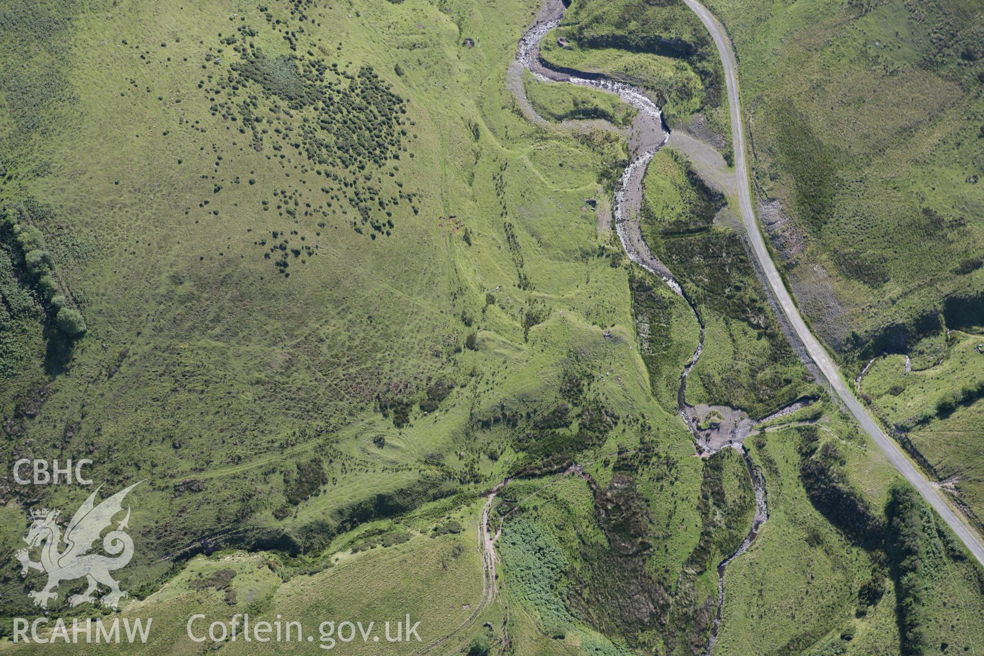 RCAHMW colour oblique aerial photograph of Blaen Duhonw Deserted Rural Settlement, Llangammarch Wells. Taken on 08 August 2007 by Toby Driver