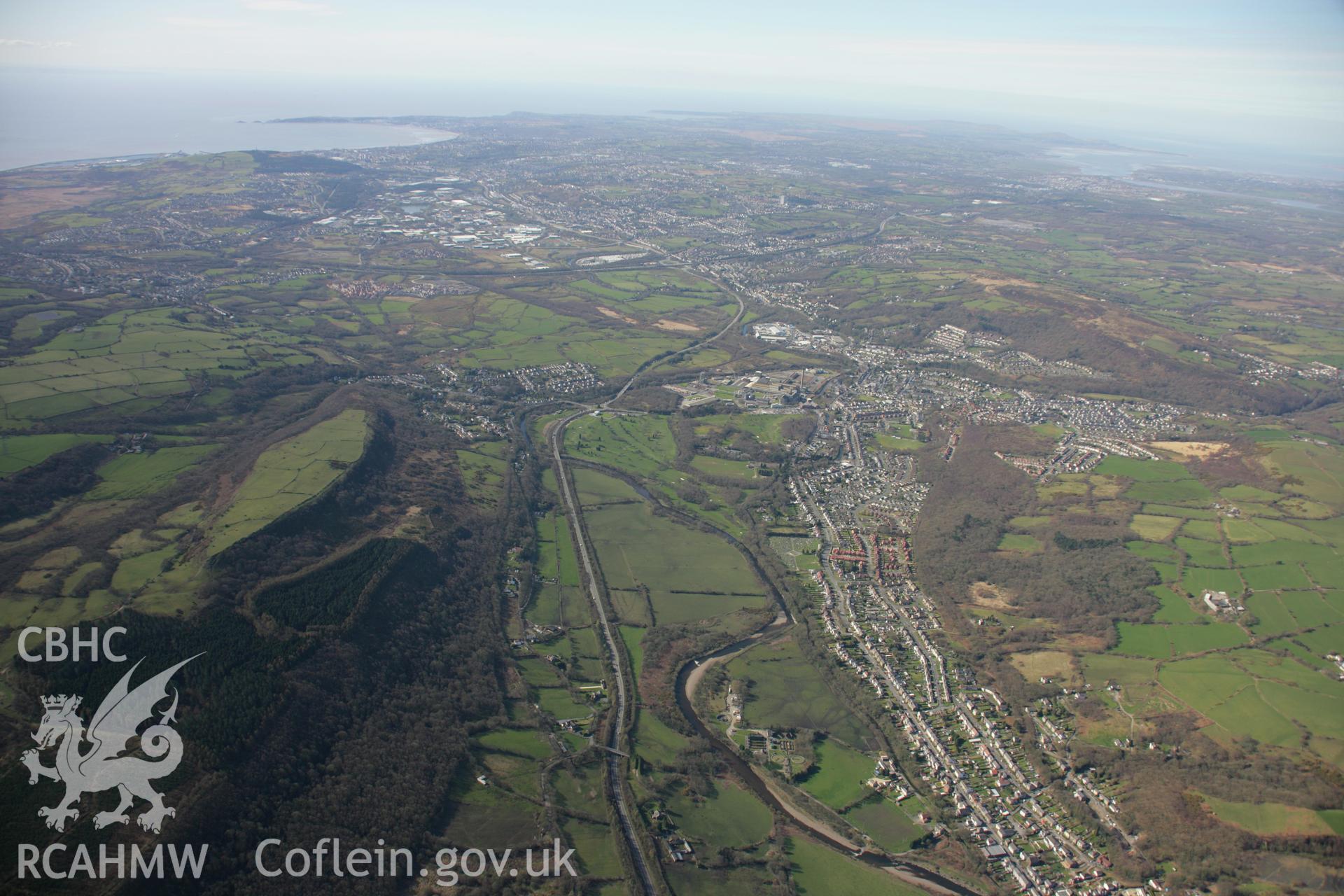 RCAHMW colour oblique aerial photograph of Mond Nickel Works, Clydach, Swansea in high view from the north-east. Taken on 21 March 2007 by Toby Driver