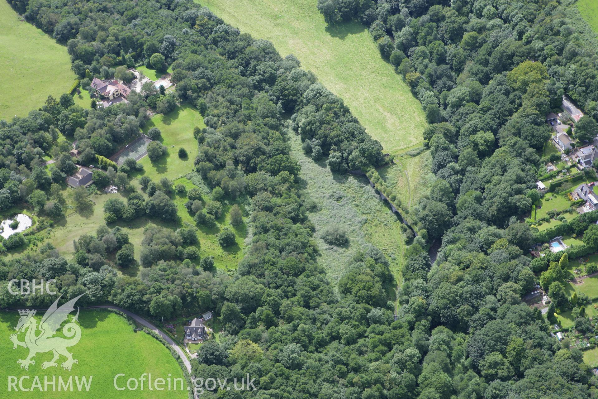 RCAHMW colour oblique aerial photograph of Machen Forge and Tinplate Works, Trethomas. Taken on 30 July 2007 by Toby Driver