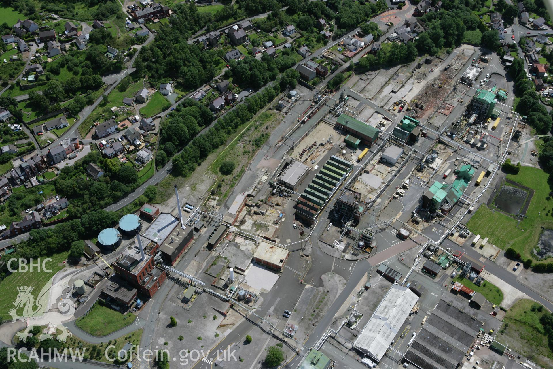 RCAHMW colour oblique aerial photograph of Acrefair Chemical Works, Trefor. Taken on 24 July 2007 by Toby Driver