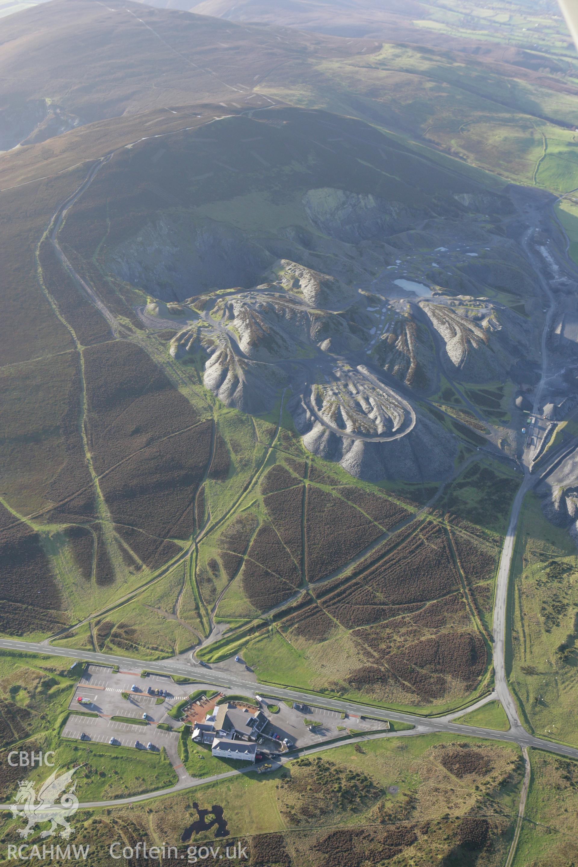 RCAHMW colour oblique photograph of Moel-y-Faen quarries. Taken by Toby Driver on 11/12/2007.